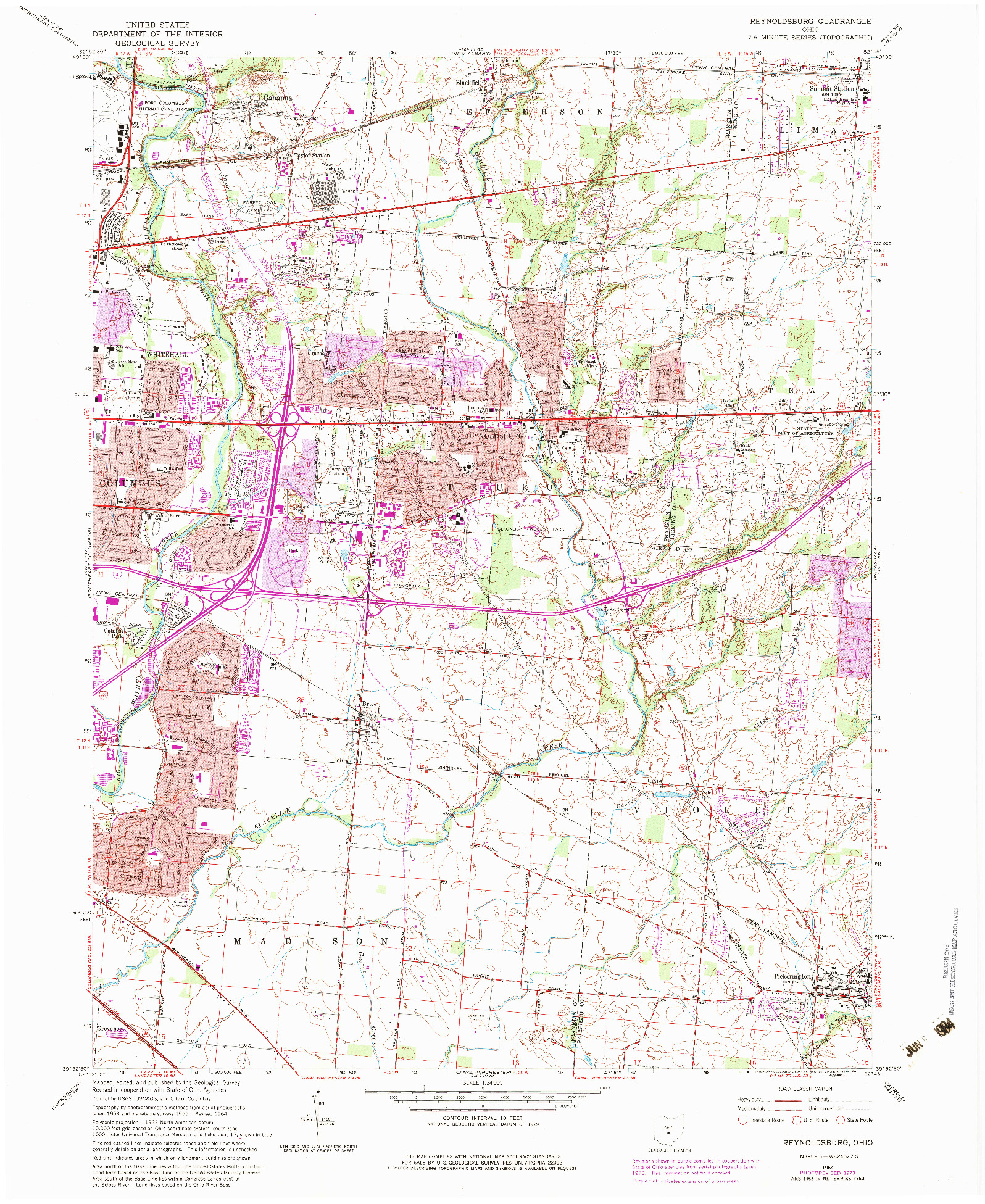 USGS 1:24000-SCALE QUADRANGLE FOR REYNOLDSBURG, OH 1964