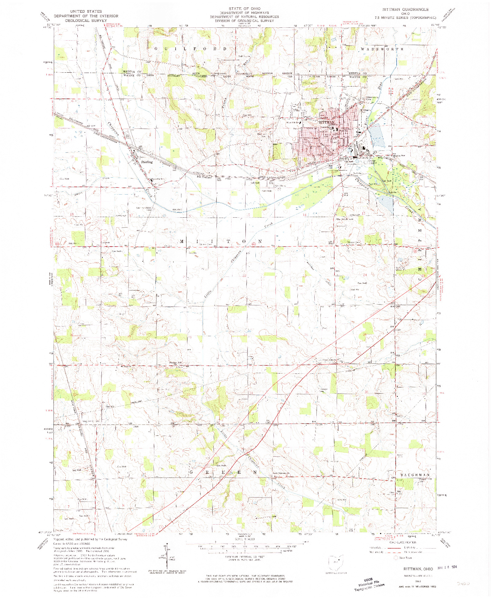 USGS 1:24000-SCALE QUADRANGLE FOR RITTMAN, OH 1961