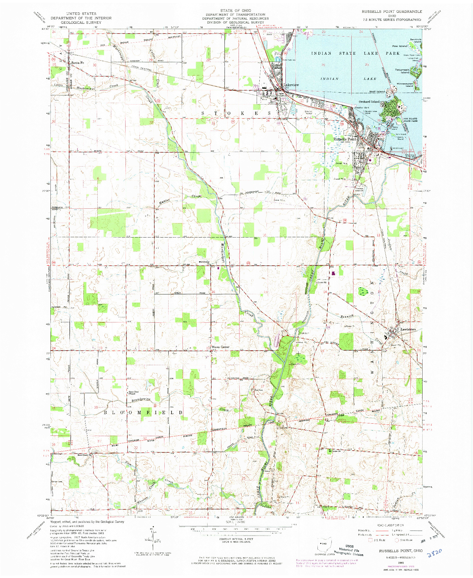 USGS 1:24000-SCALE QUADRANGLE FOR RUSSELLS POINT, OH 1961