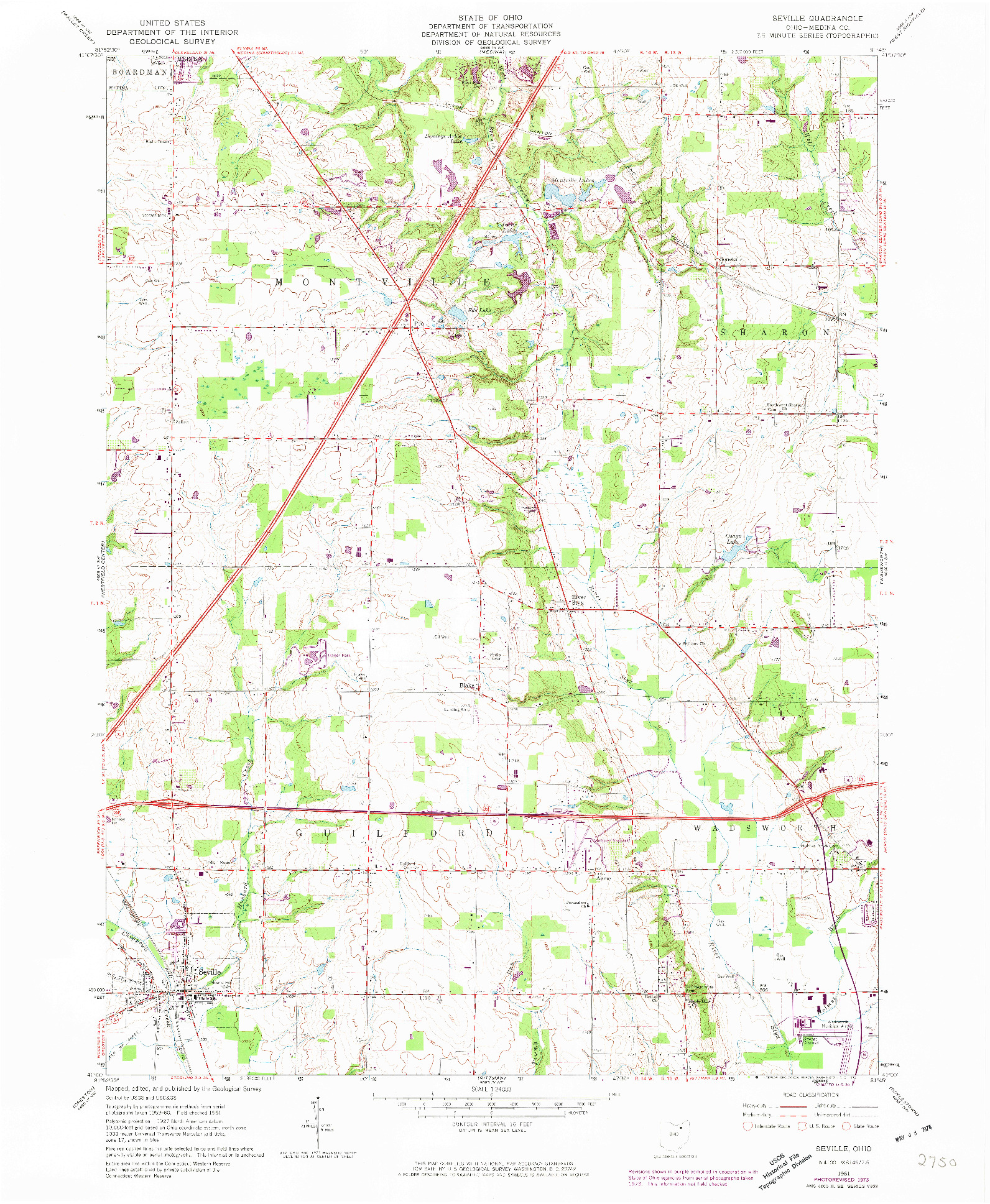 USGS 1:24000-SCALE QUADRANGLE FOR SEVILLE, OH 1961