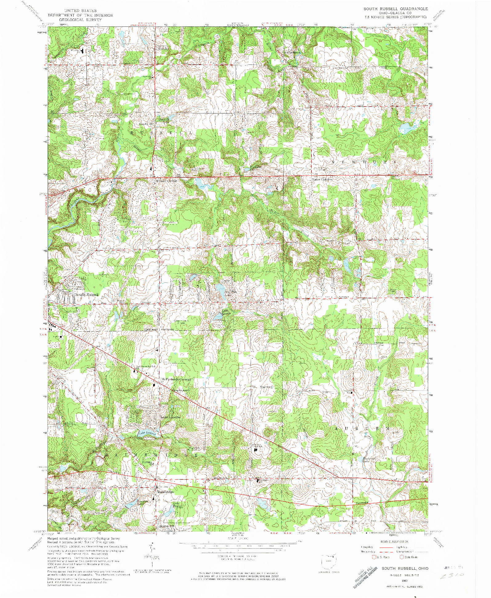 USGS 1:24000-SCALE QUADRANGLE FOR SOUTH RUSSELL, OH 1963