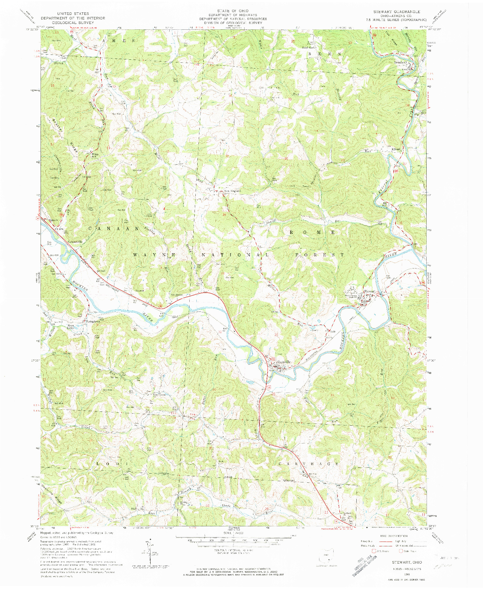 USGS 1:24000-SCALE QUADRANGLE FOR STEWART, OH 1961