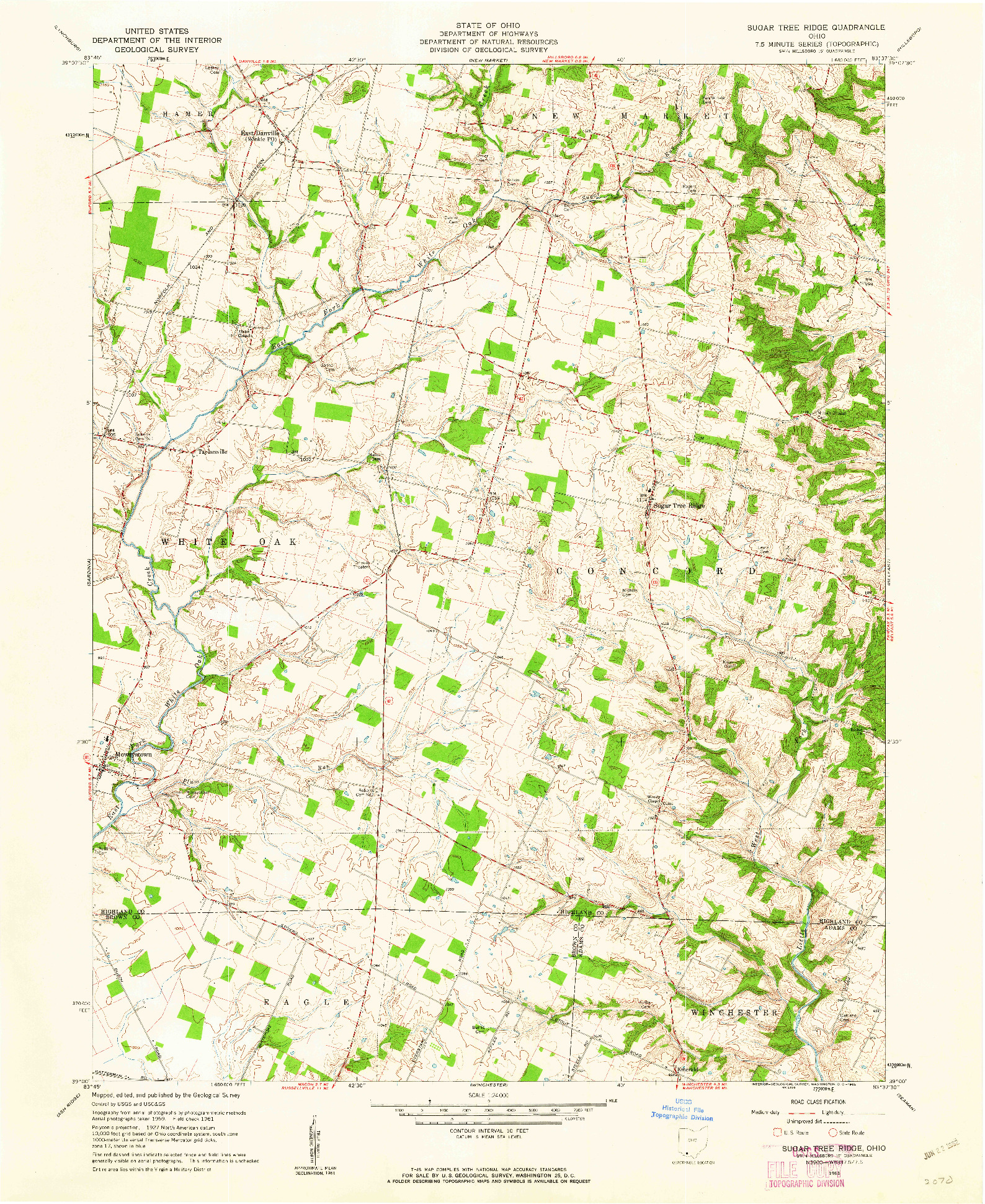 USGS 1:24000-SCALE QUADRANGLE FOR SUGAR TREE RIDGE, OH 1961