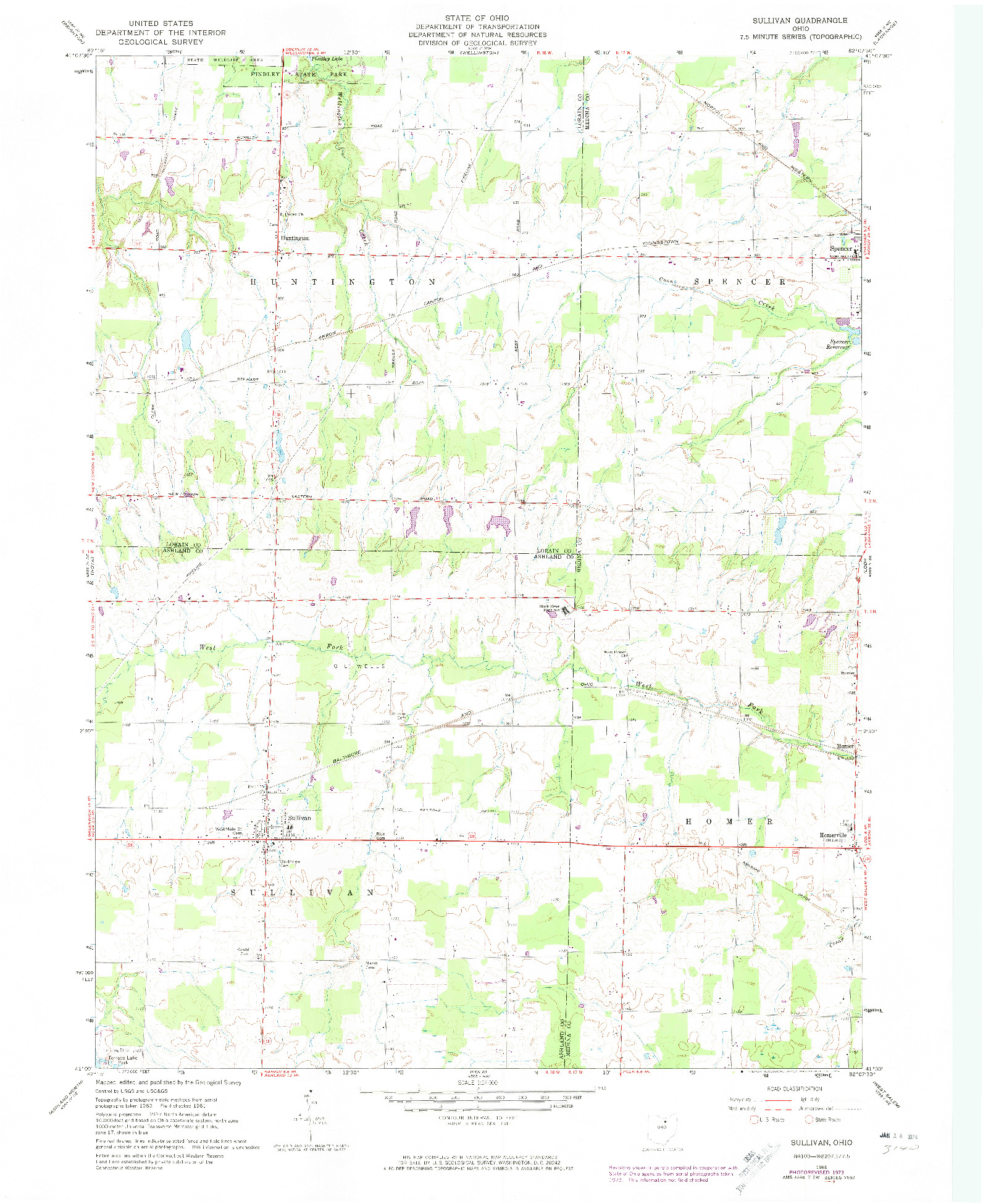 USGS 1:24000-SCALE QUADRANGLE FOR SULLIVAN, OH 1961