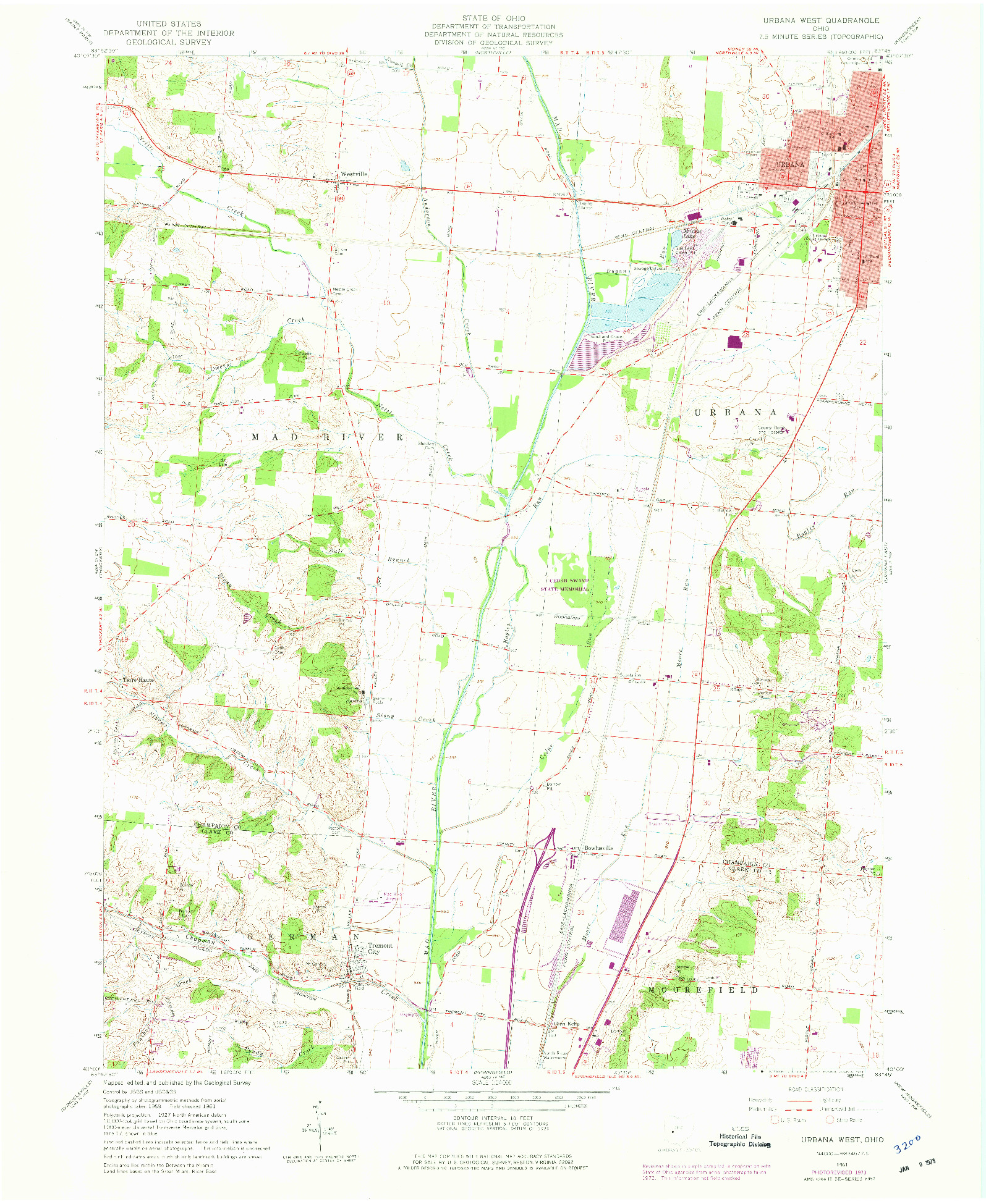 USGS 1:24000-SCALE QUADRANGLE FOR URBANA WEST, OH 1961