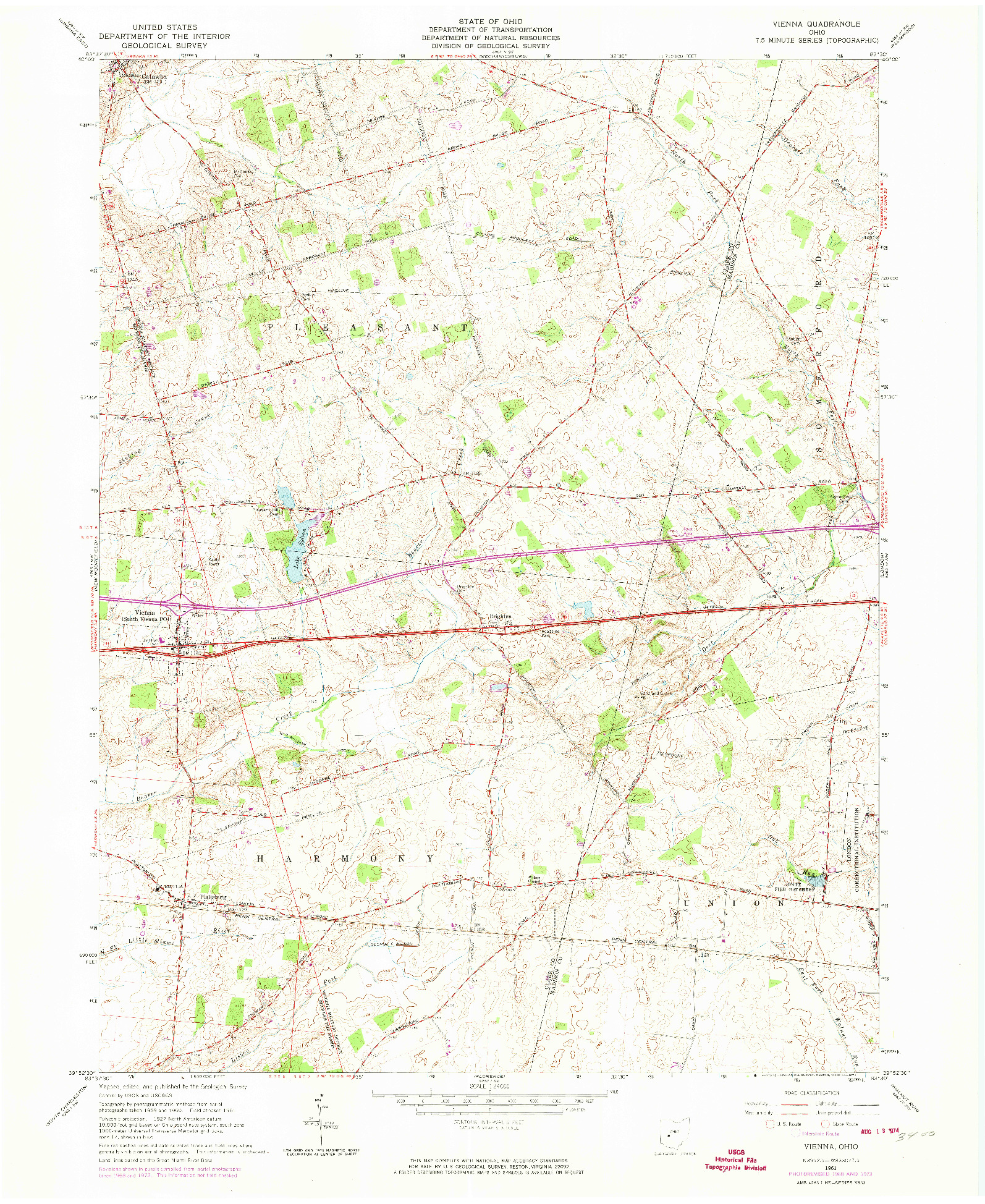 USGS 1:24000-SCALE QUADRANGLE FOR VIENNA, OH 1961