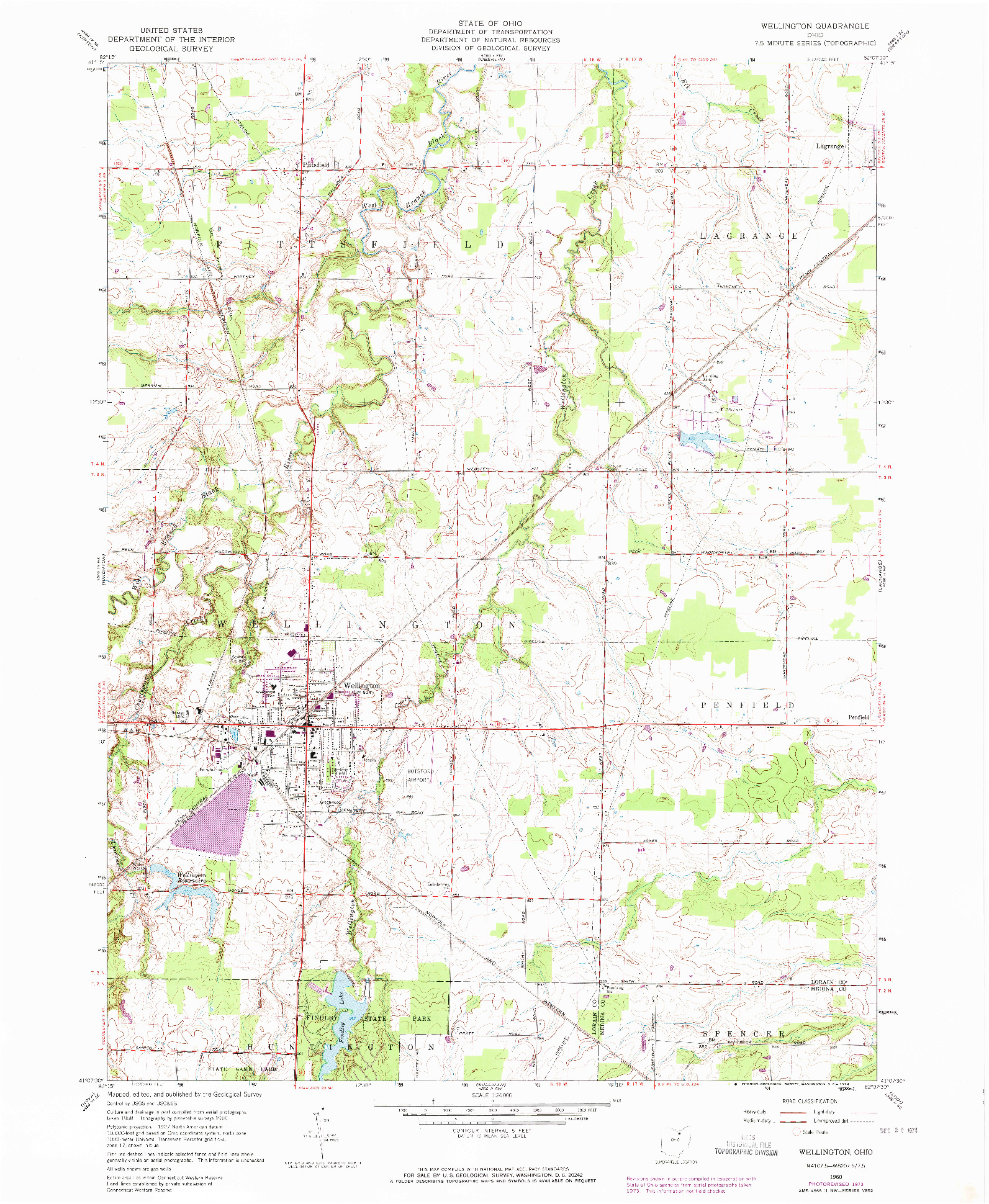 USGS 1:24000-SCALE QUADRANGLE FOR WELLINGTON, OH 1960