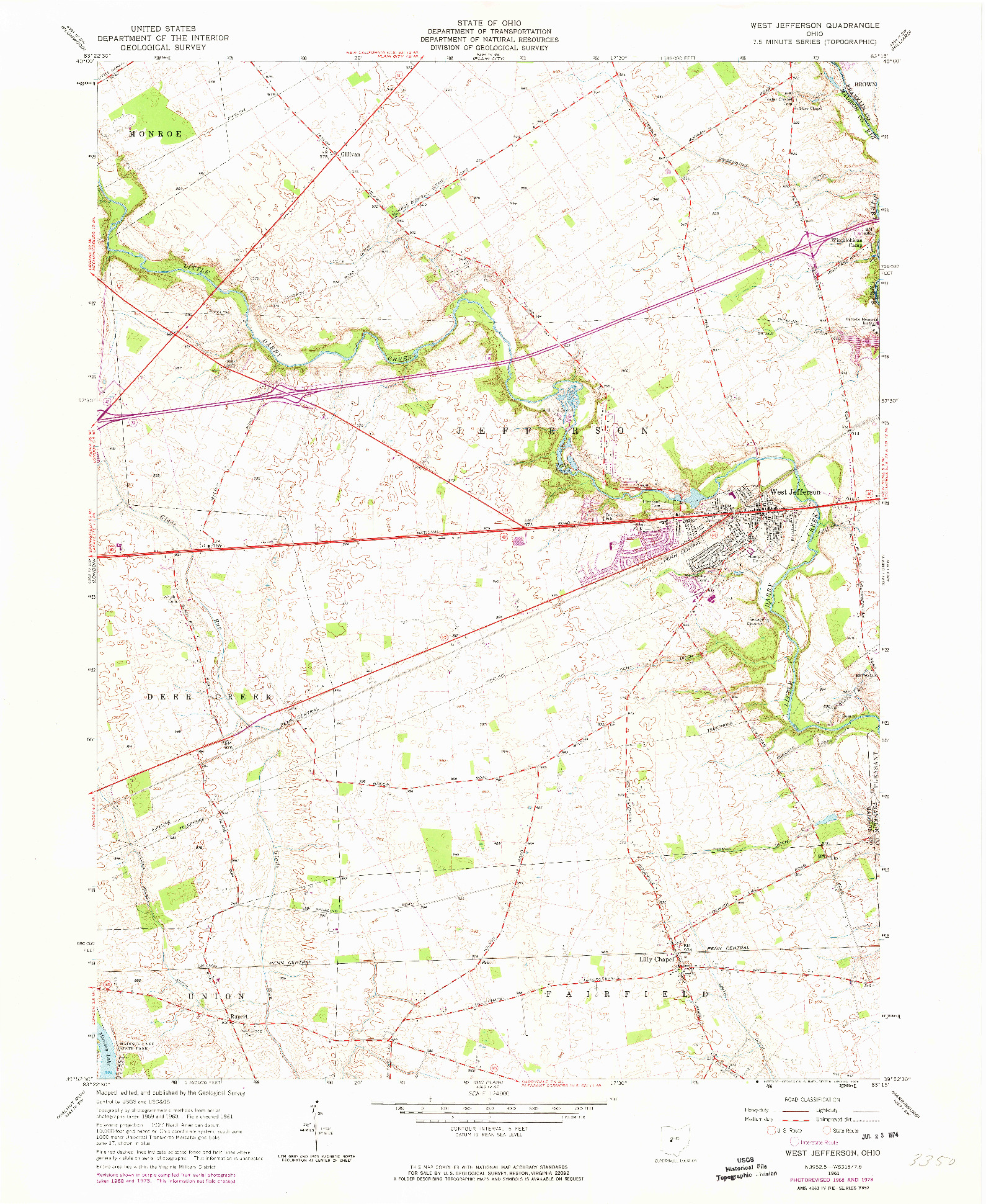 USGS 1:24000-SCALE QUADRANGLE FOR WEST JEFFERSON, OH 1961