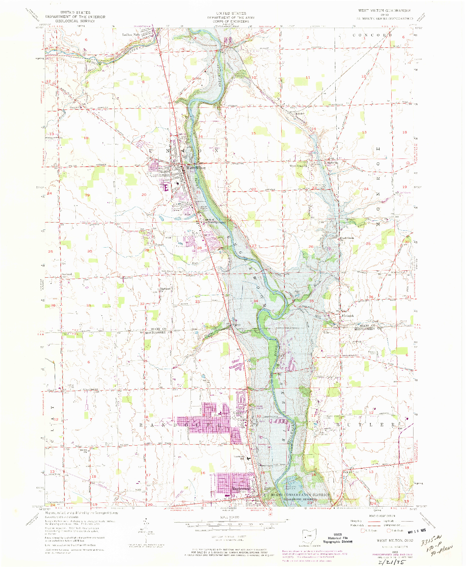 USGS 1:24000-SCALE QUADRANGLE FOR WEST MILTON, OH 1955