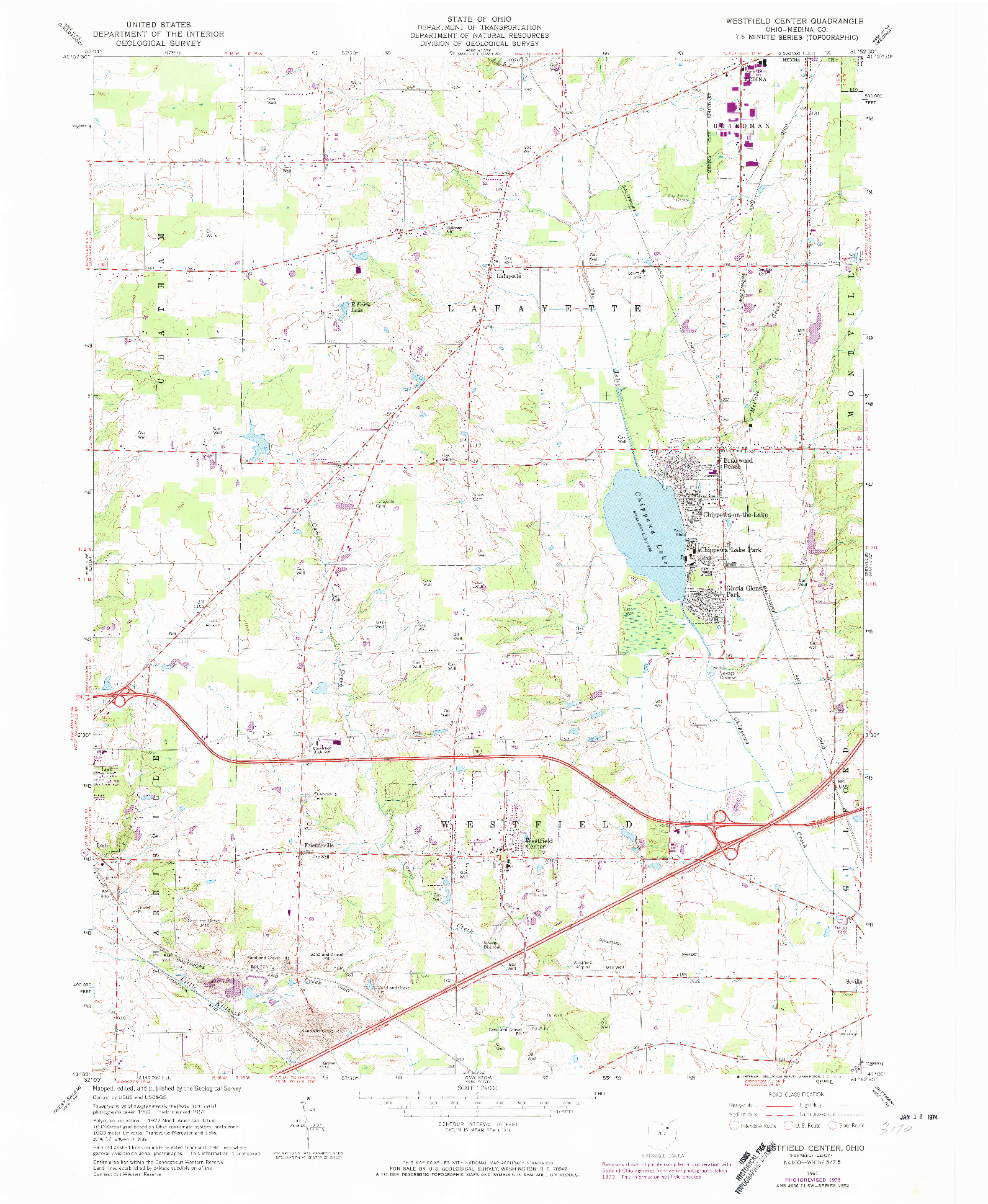 USGS 1:24000-SCALE QUADRANGLE FOR WESTFIELD CENTER, OH 1961