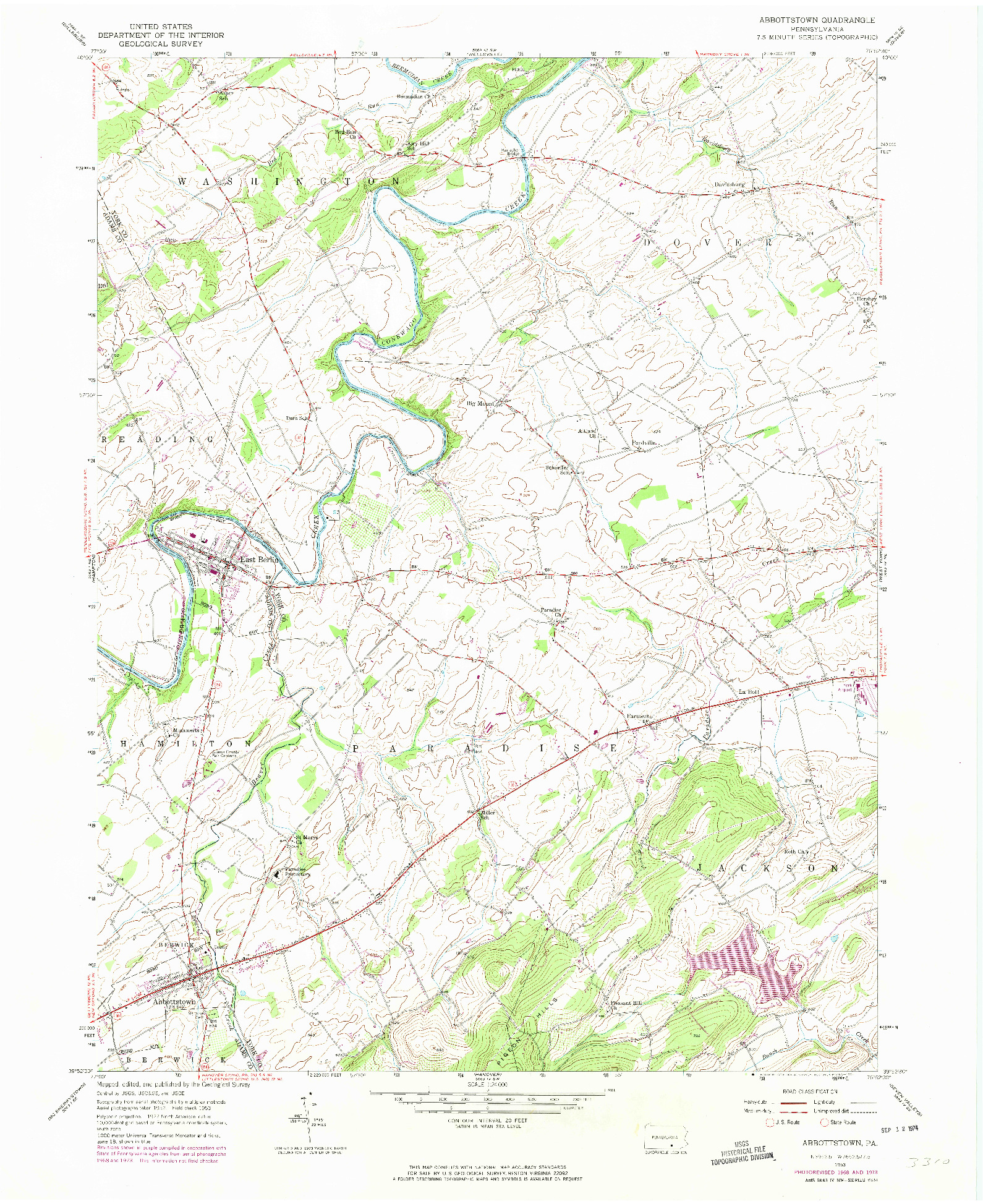 USGS 1:24000-SCALE QUADRANGLE FOR ABBOTTSTOWN, PA 1953