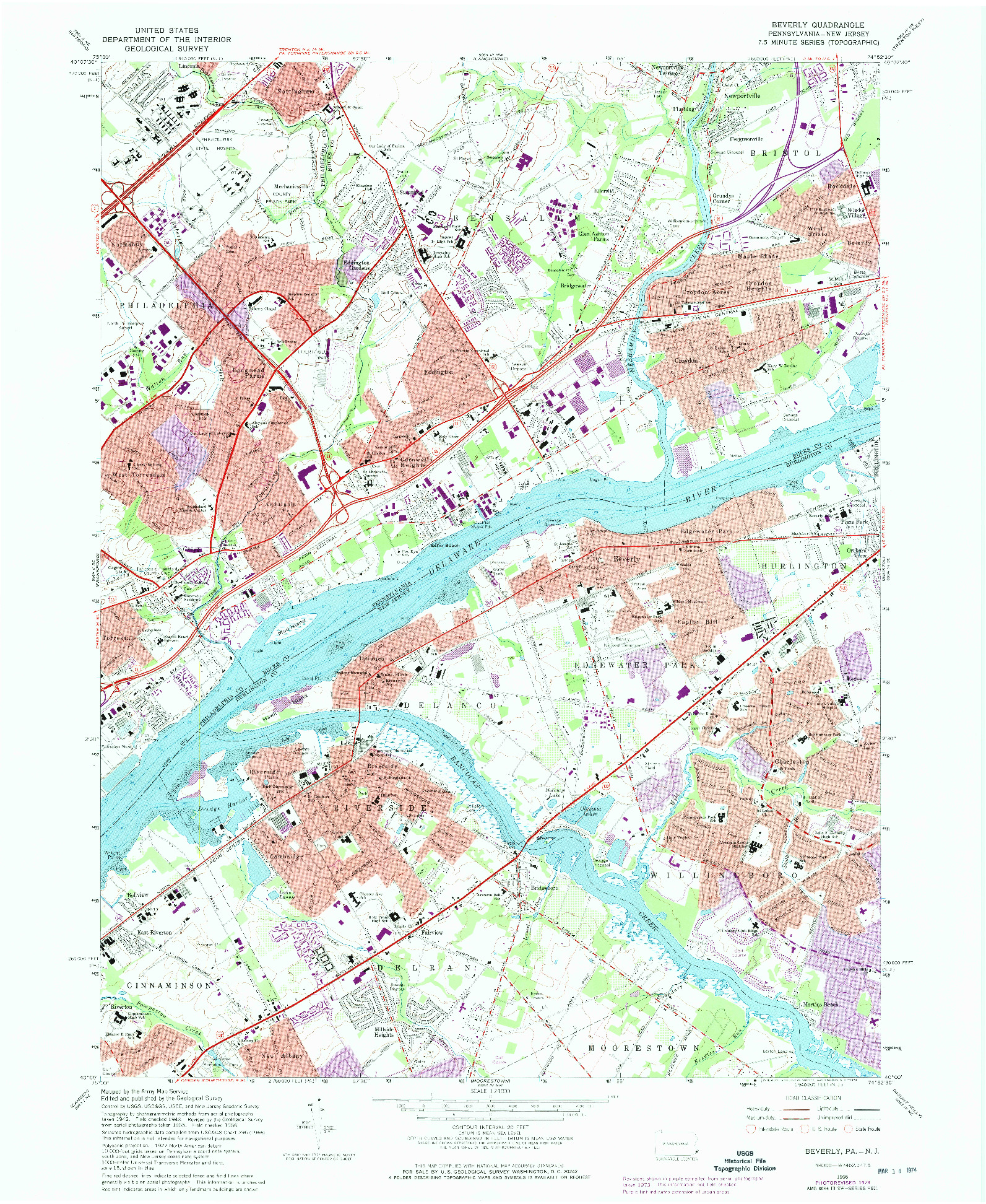 USGS 1:24000-SCALE QUADRANGLE FOR BEVERLY, PA 1966