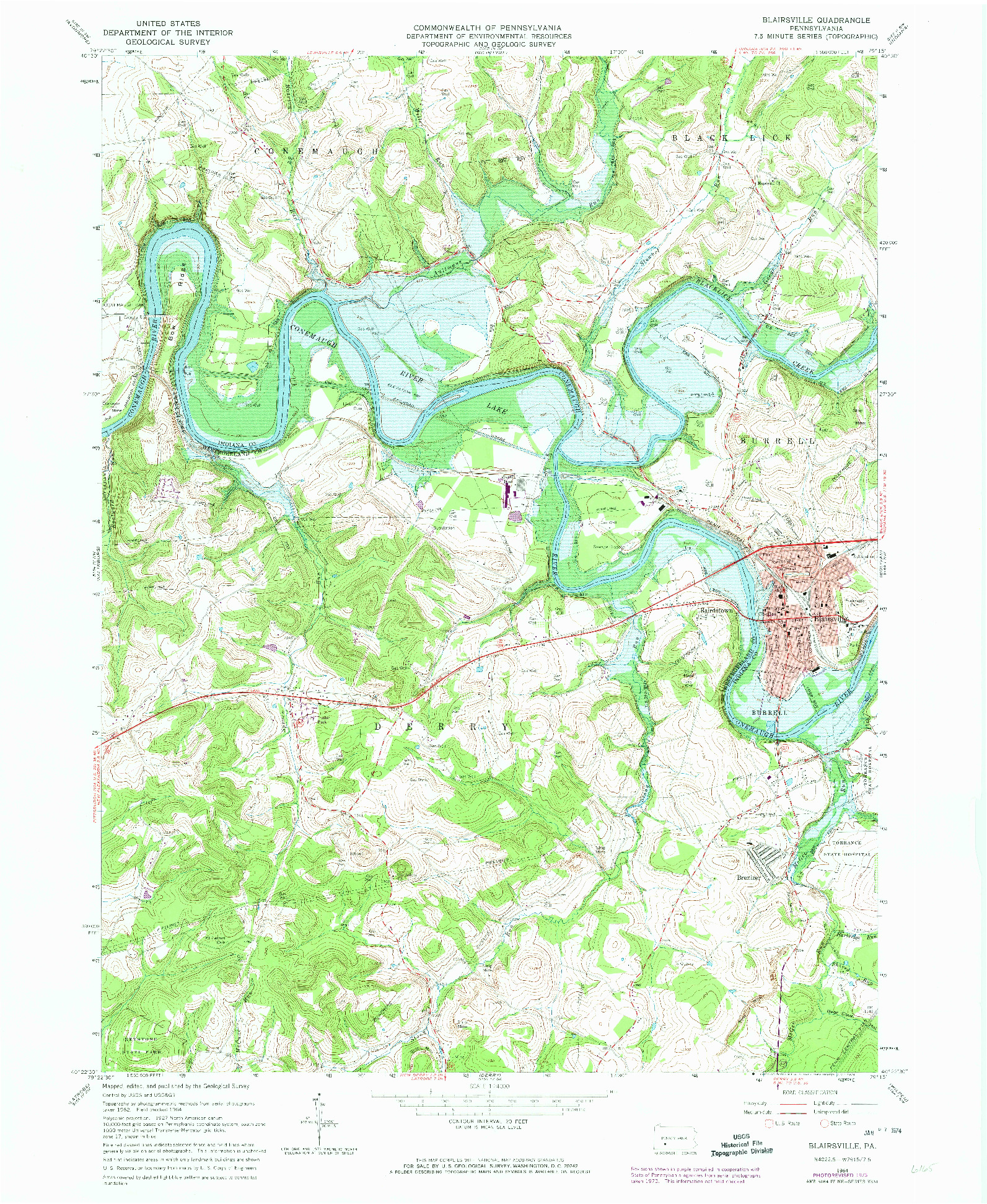 USGS 1:24000-SCALE QUADRANGLE FOR BLAIRSVILLE, PA 1964