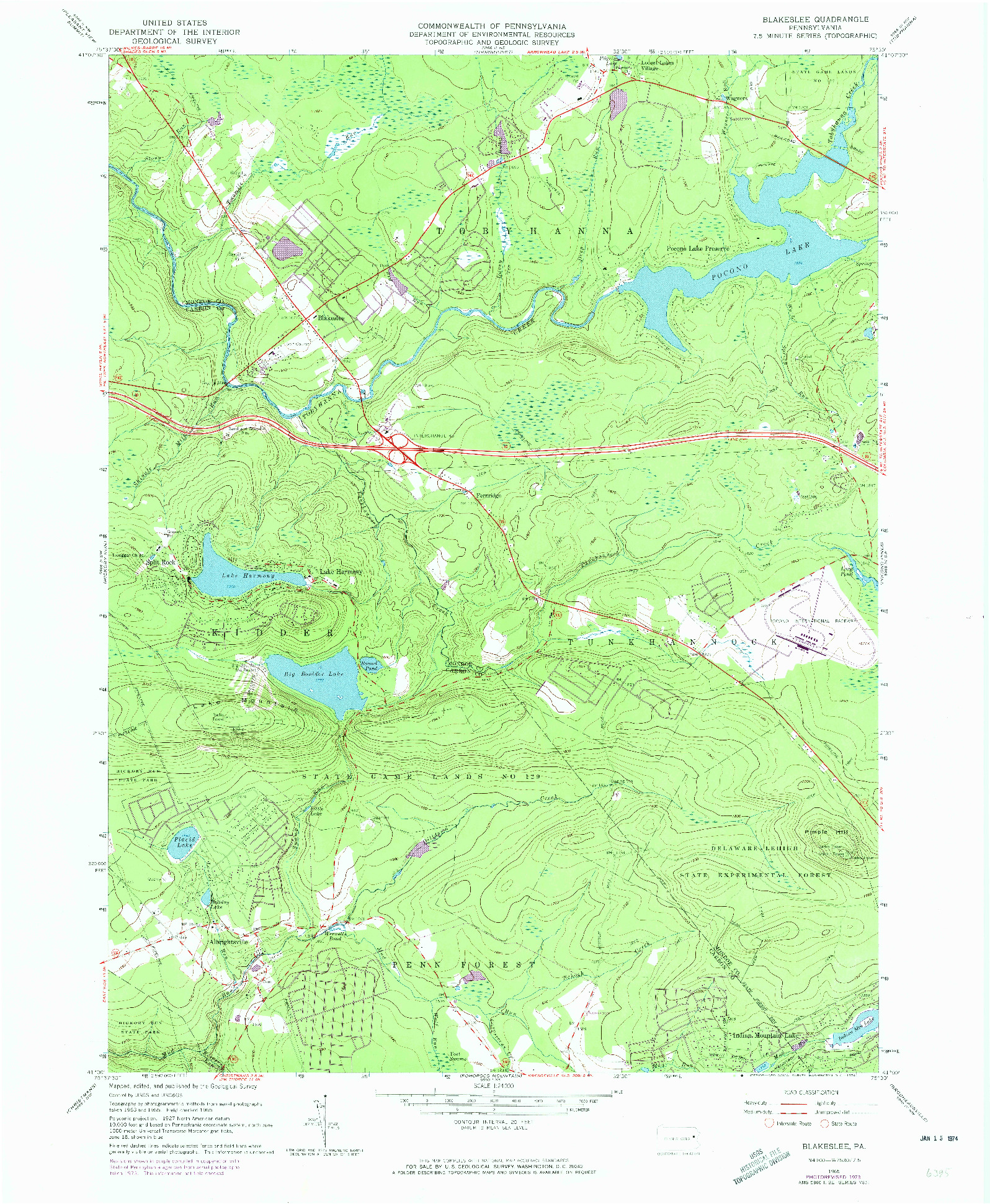 USGS 1:24000-SCALE QUADRANGLE FOR BLAKESLEE, PA 1965