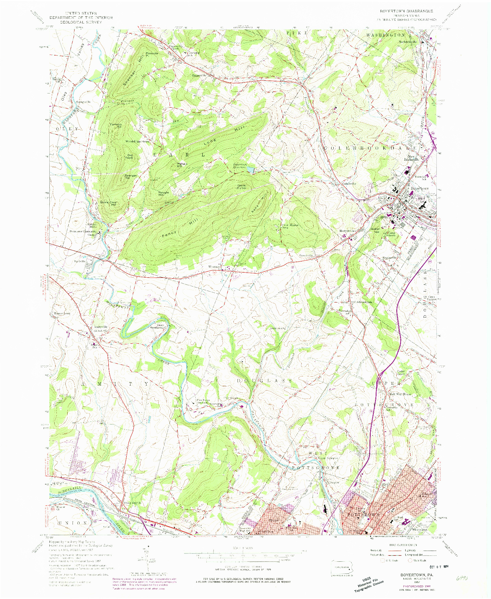 USGS 1:24000-SCALE QUADRANGLE FOR BOYERTOWN, PA 1957