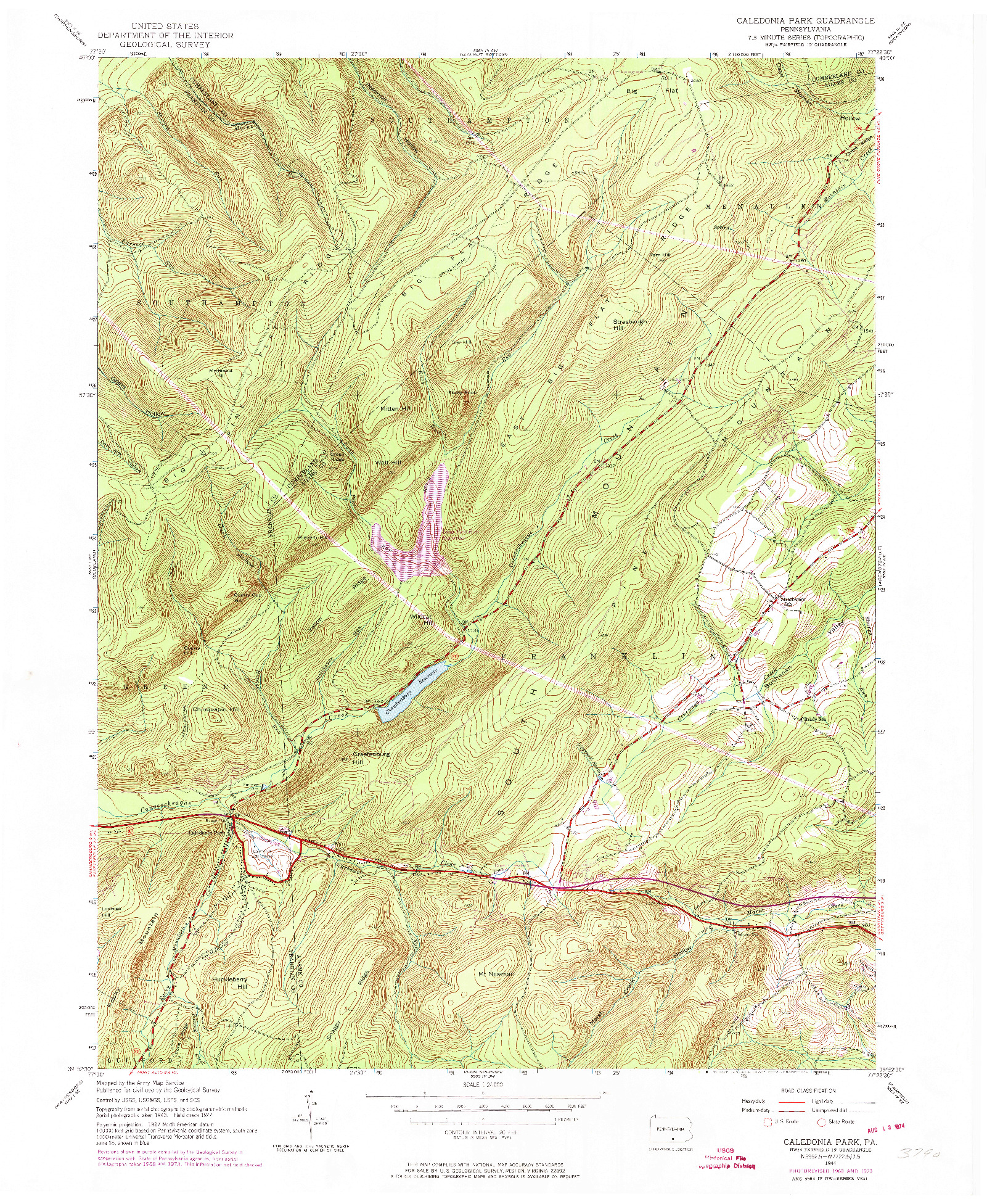 USGS 1:24000-SCALE QUADRANGLE FOR CALEDONIA PARK, PA 1944