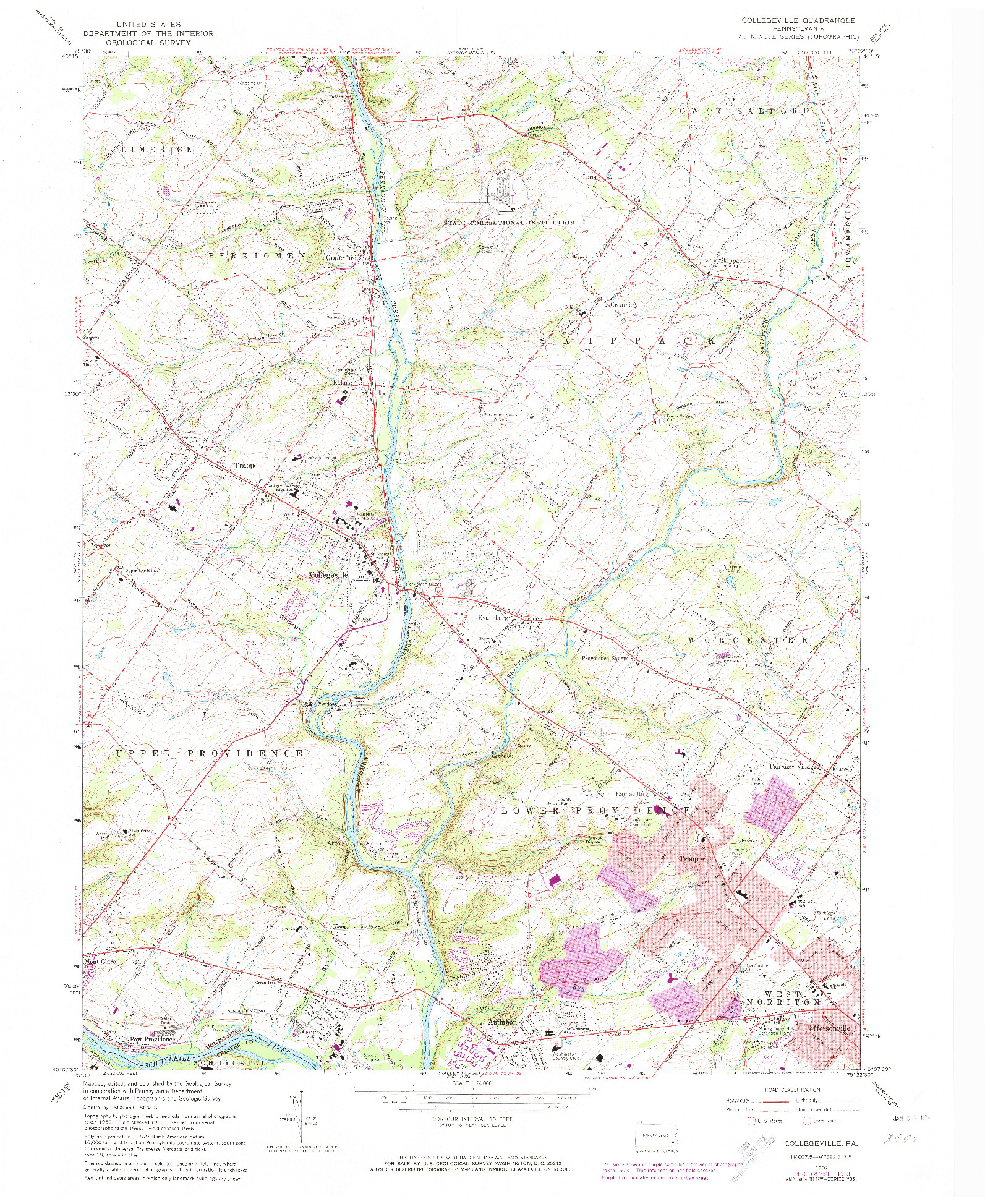 USGS 1:24000-SCALE QUADRANGLE FOR COLLEGEVILLE, PA 1966