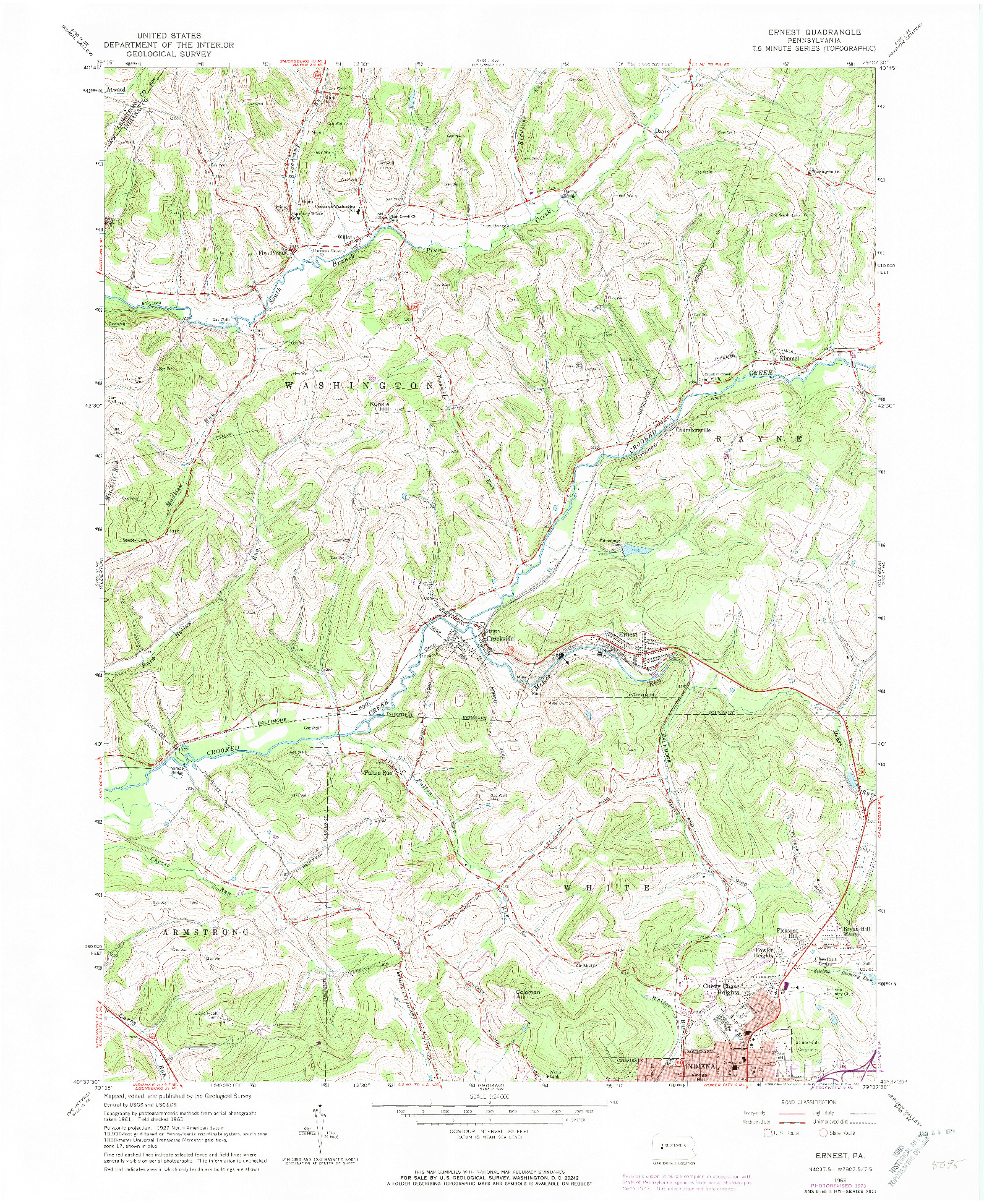 USGS 1:24000-SCALE QUADRANGLE FOR ERNEST, PA 1963