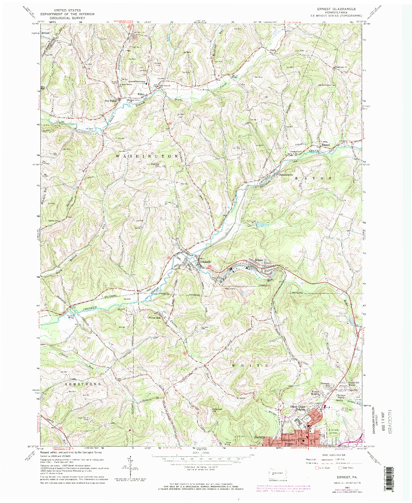 USGS 1:24000-SCALE QUADRANGLE FOR ERNEST, PA 1963