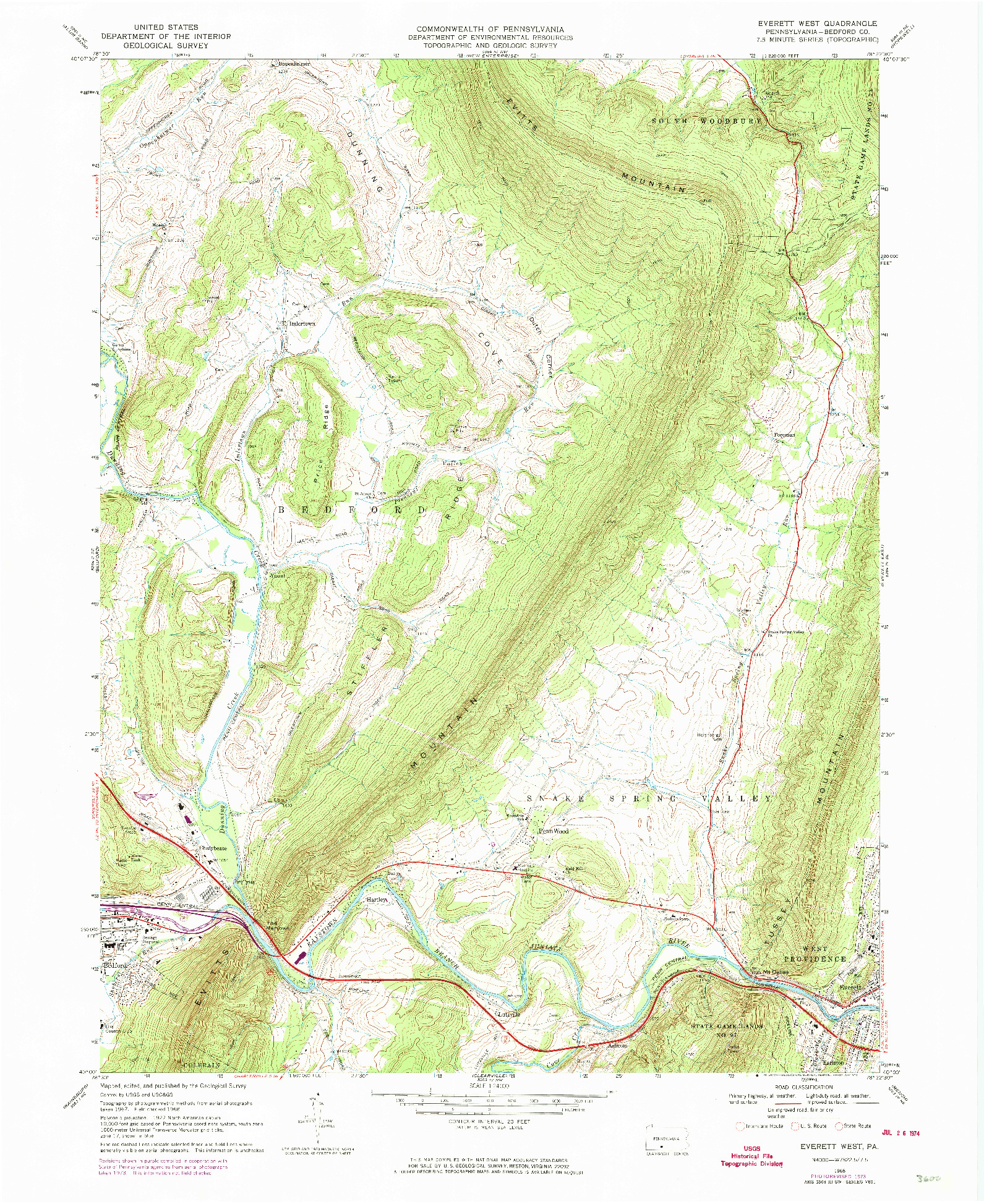 USGS 1:24000-SCALE QUADRANGLE FOR EVERETT WEST, PA 1968