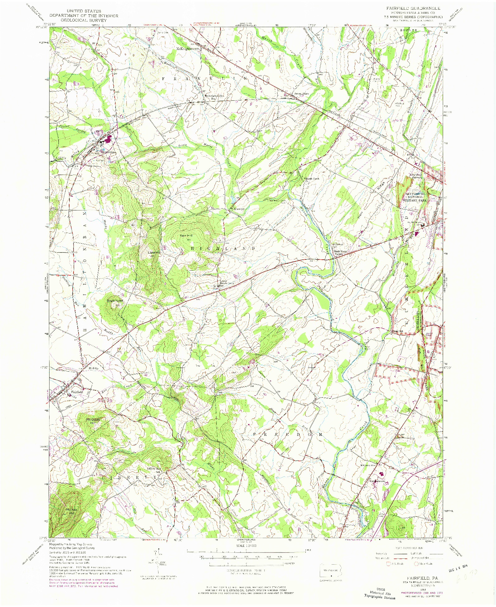 USGS 1:24000-SCALE QUADRANGLE FOR FAIRFIELD, PA 1951