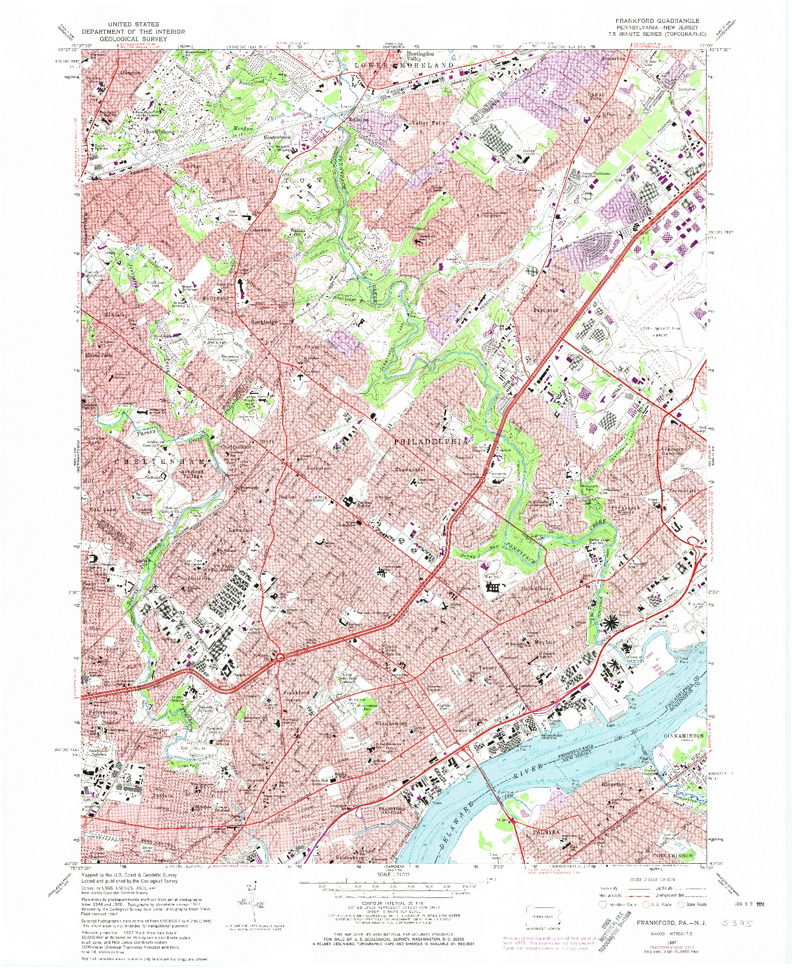 USGS 1:24000-SCALE QUADRANGLE FOR FRANKFORD, PA 1967