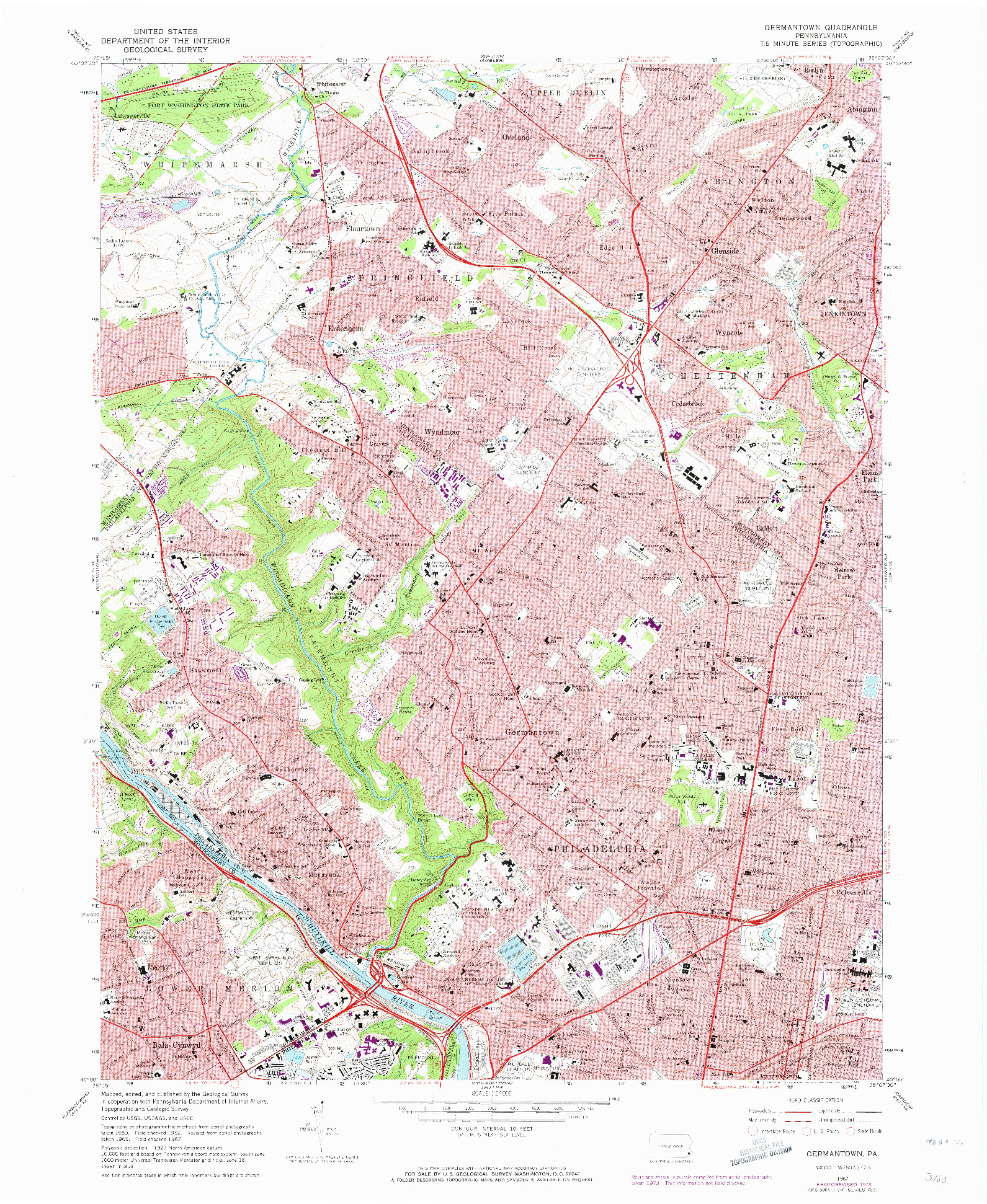 USGS 1:24000-SCALE QUADRANGLE FOR GERMANTOWN, PA 1967