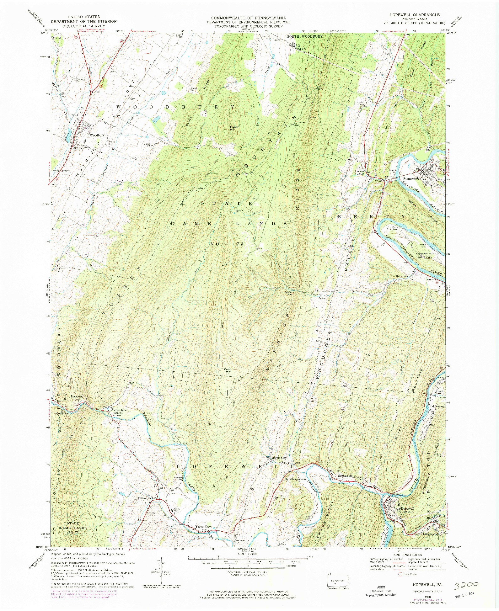 USGS 1:24000-SCALE QUADRANGLE FOR HOPEWELL, PA 1968