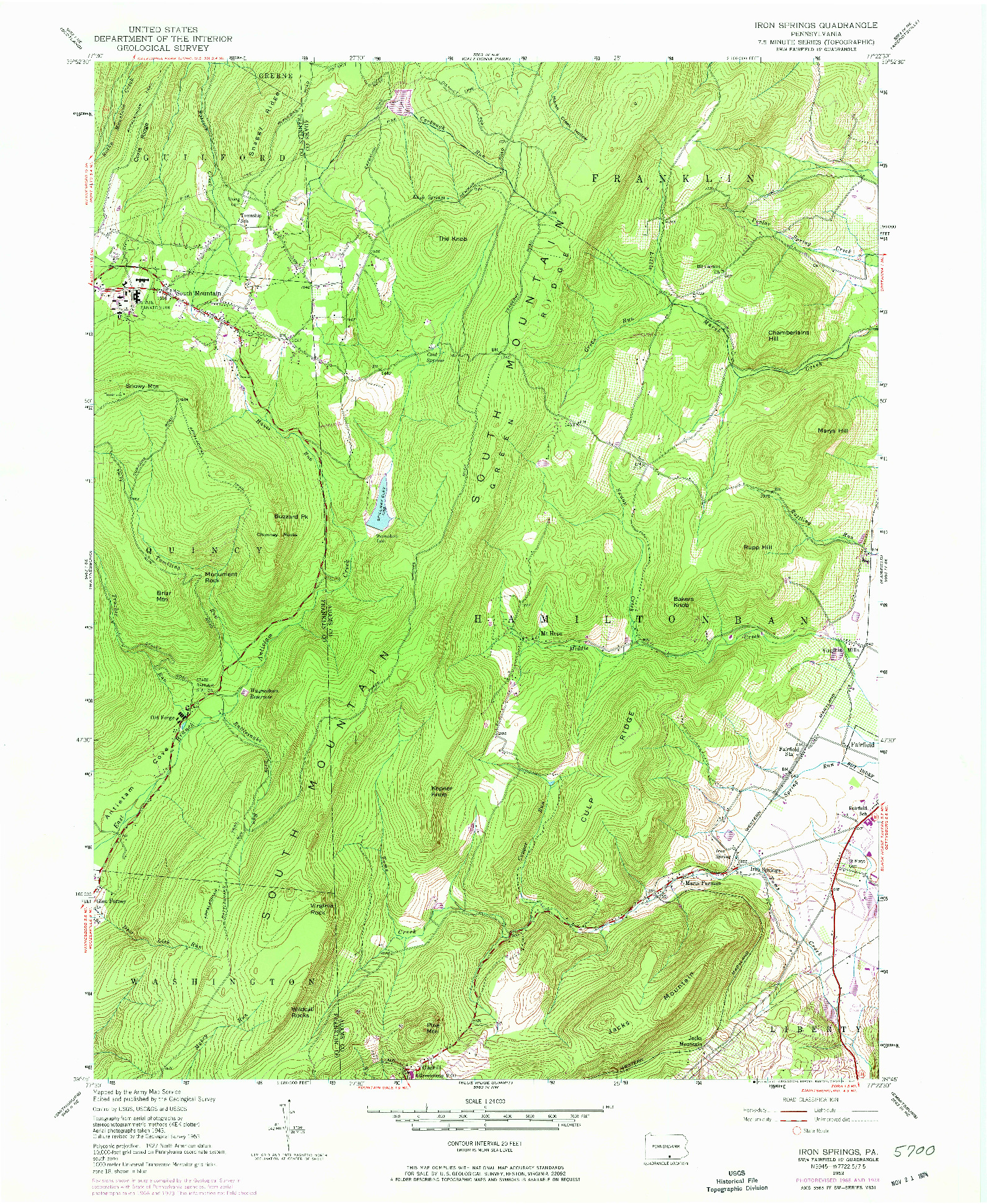 USGS 1:24000-SCALE QUADRANGLE FOR IRON SPRINGS, PA 1953