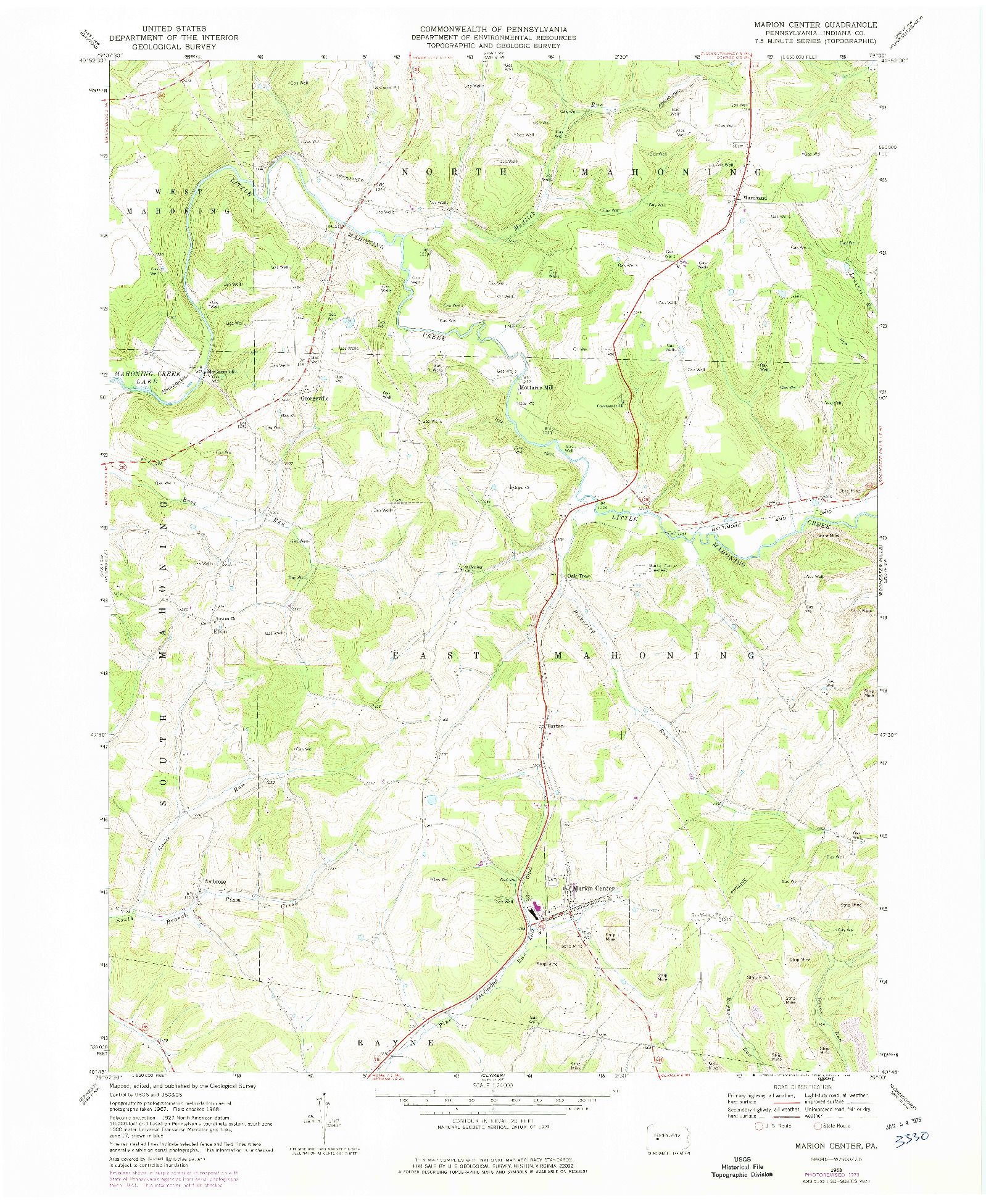 USGS 1:24000-SCALE QUADRANGLE FOR MARION CENTER, PA 1968