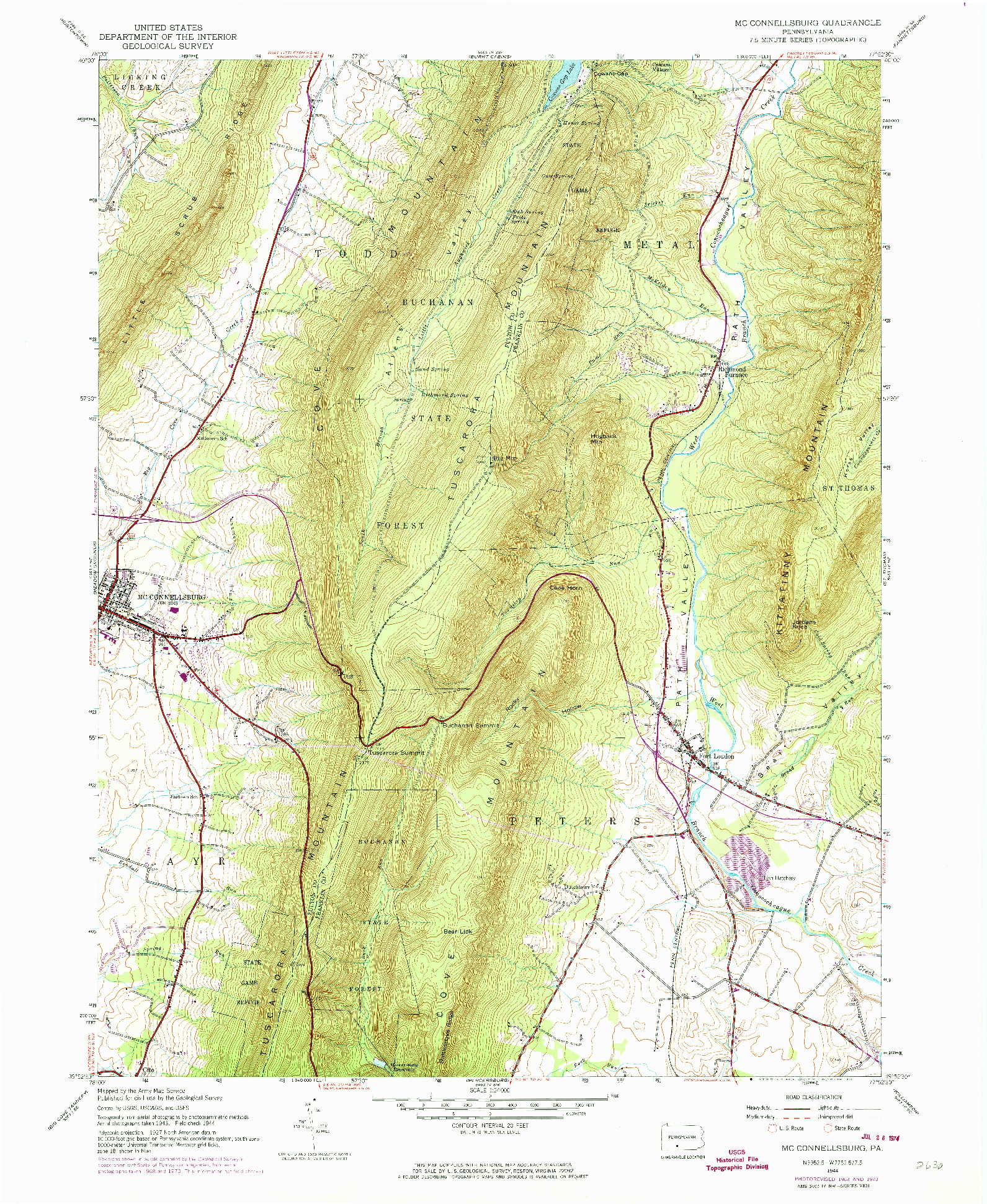 USGS 1:24000-SCALE QUADRANGLE FOR MC CONNELLSBURG, PA 1944