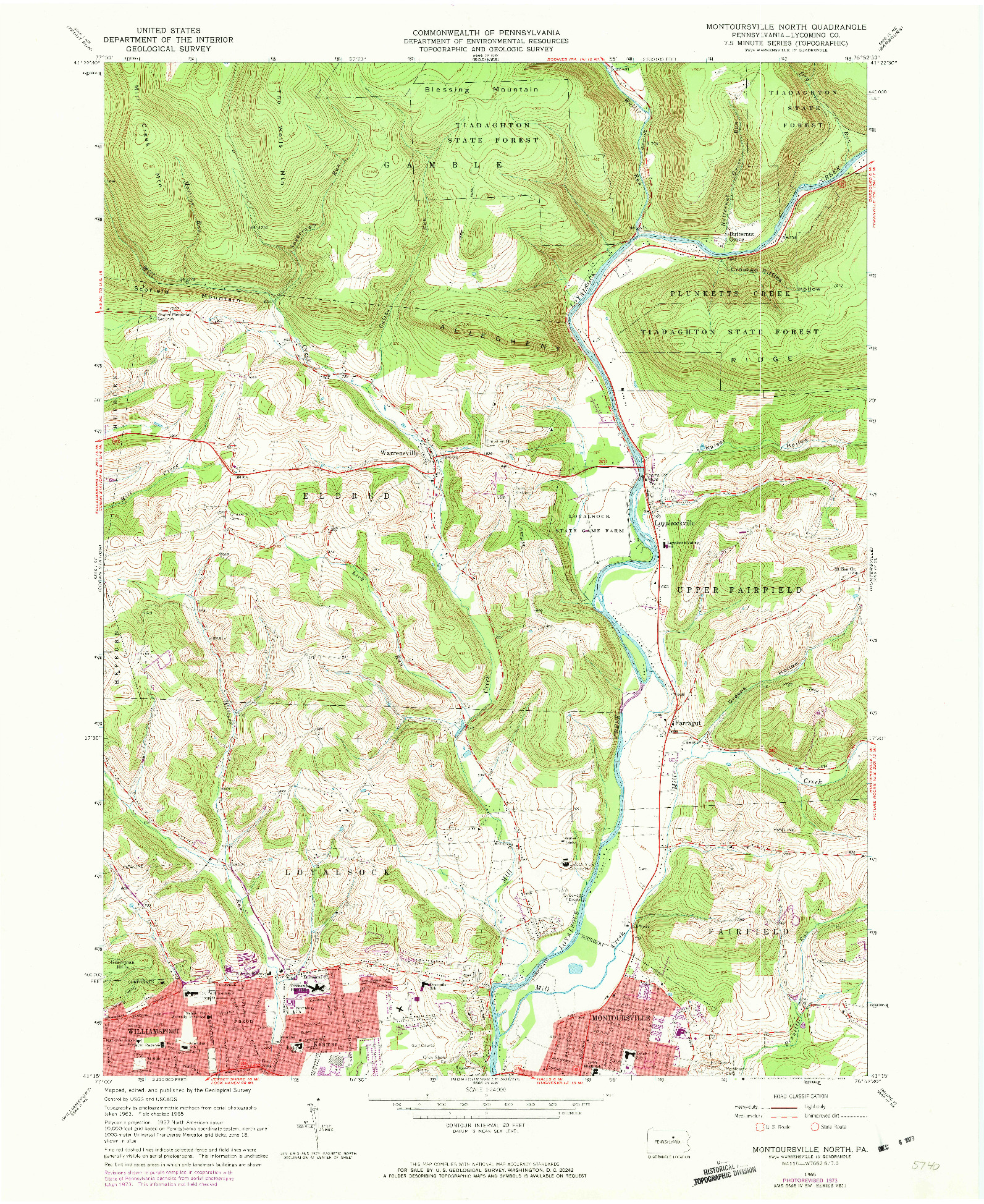 USGS 1:24000-SCALE QUADRANGLE FOR MONTOURSVILLE NORTH, PA 1965
