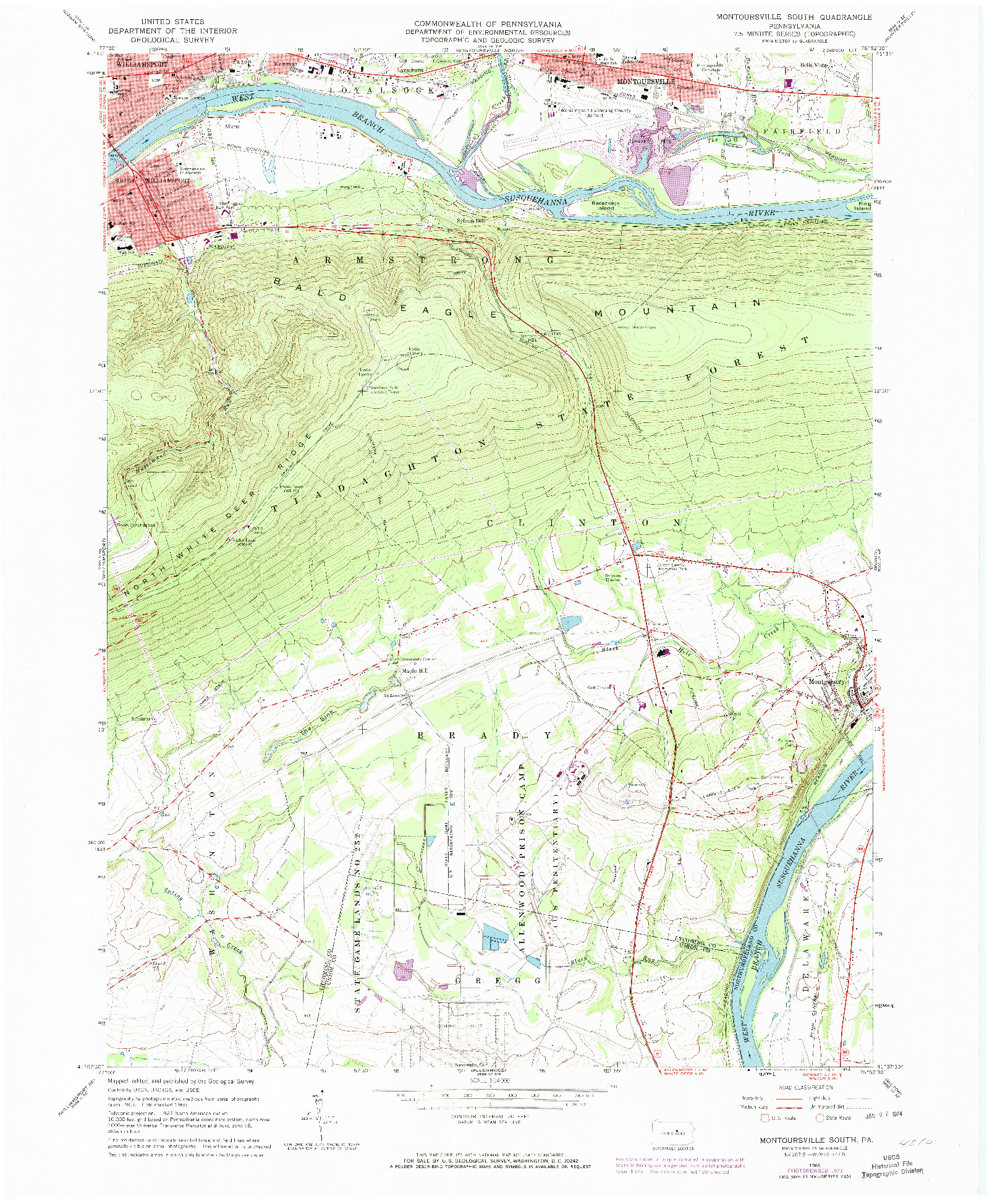 USGS 1:24000-SCALE QUADRANGLE FOR MONTOURSVILLE SOUTH, PA 1965