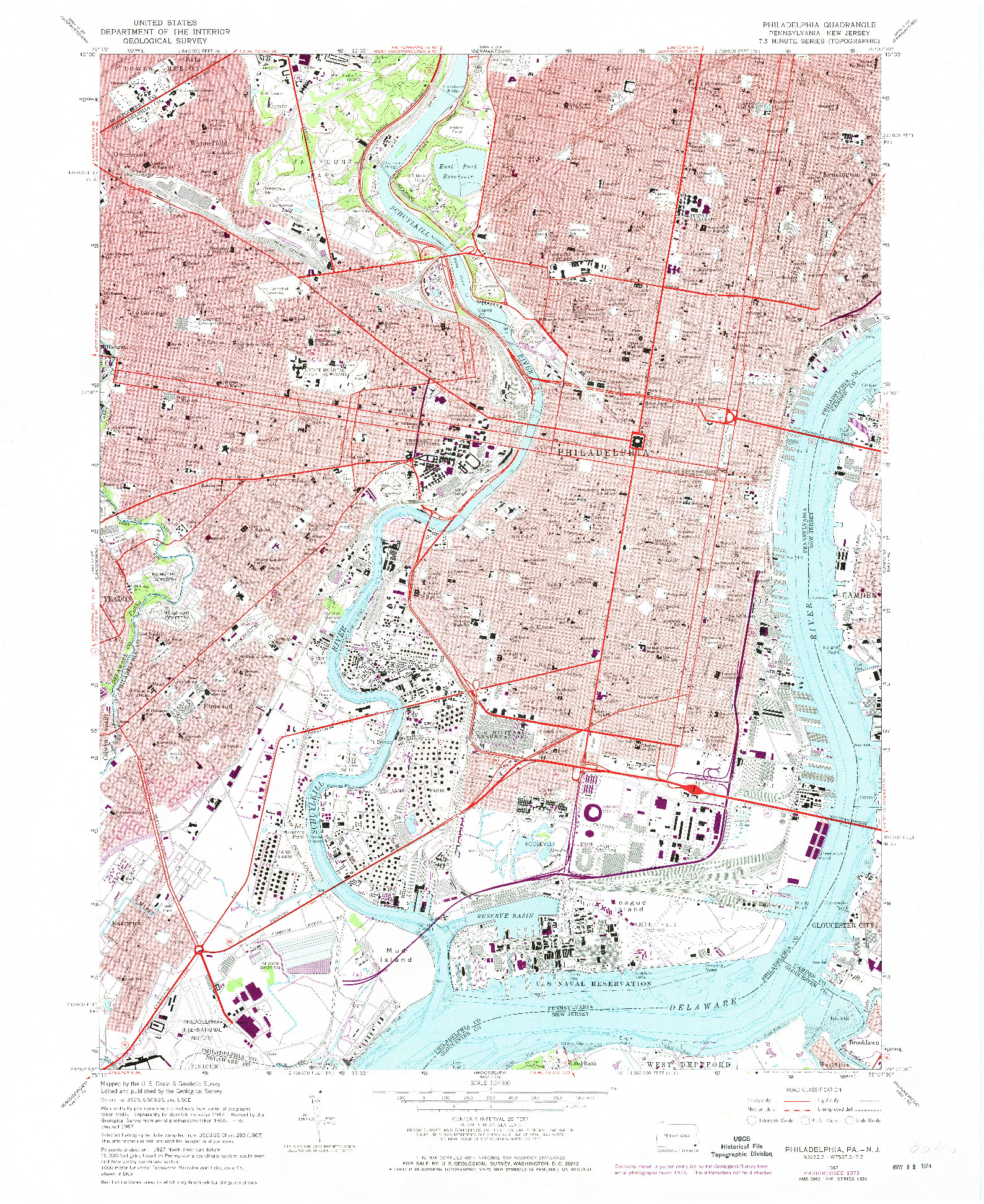USGS 1:24000-SCALE QUADRANGLE FOR PHILADELPHIA, PA 1967