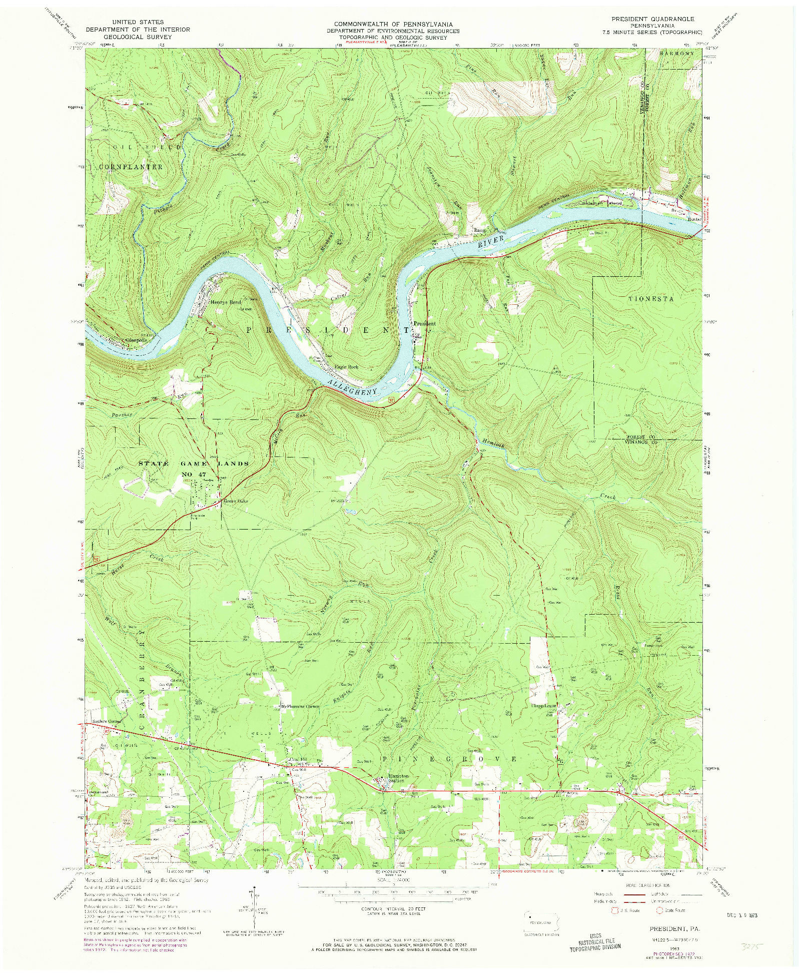 USGS 1:24000-SCALE QUADRANGLE FOR PRESIDENT, PA 1963