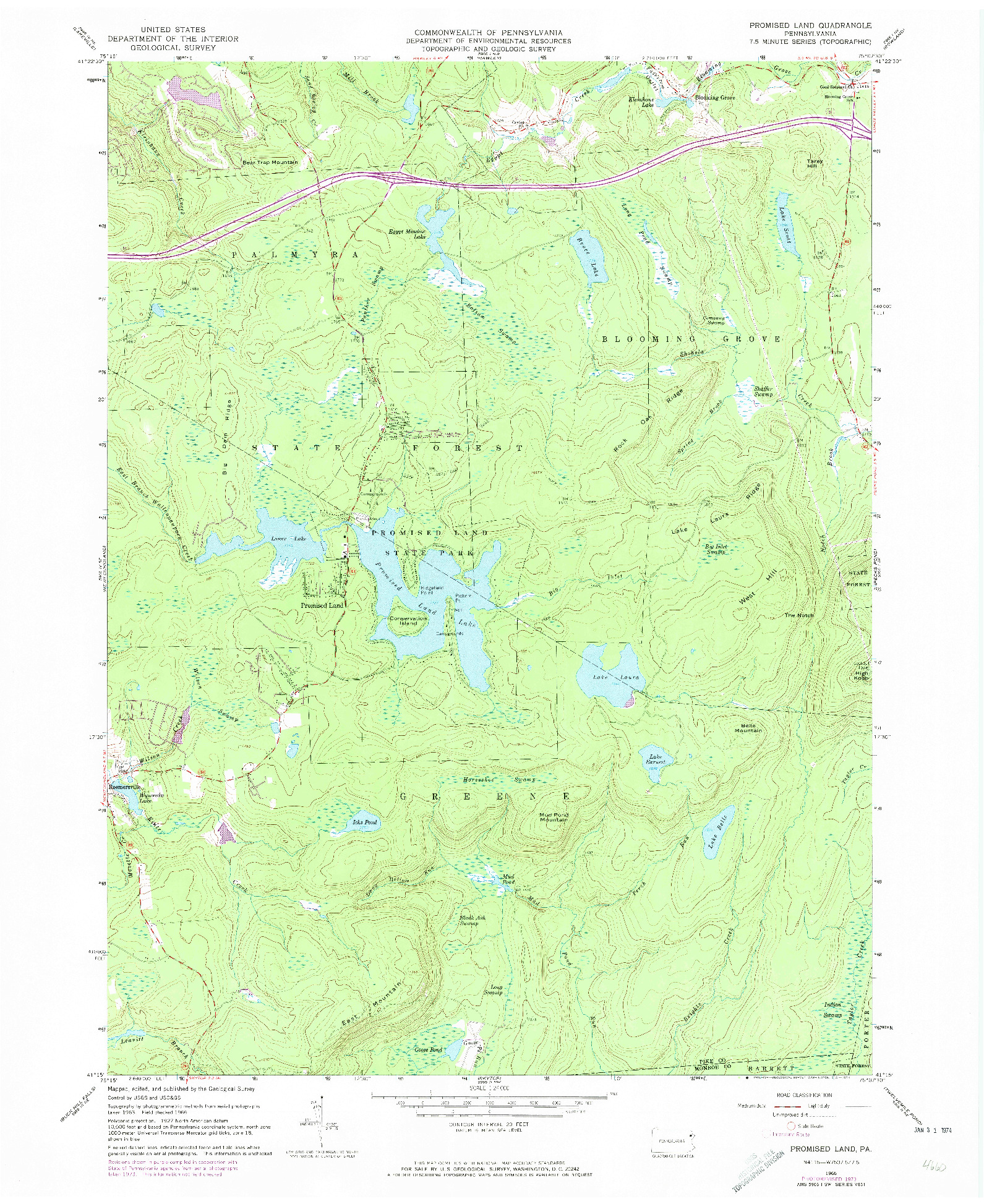 USGS 1:24000-SCALE QUADRANGLE FOR PROMISED LAND, PA 1966