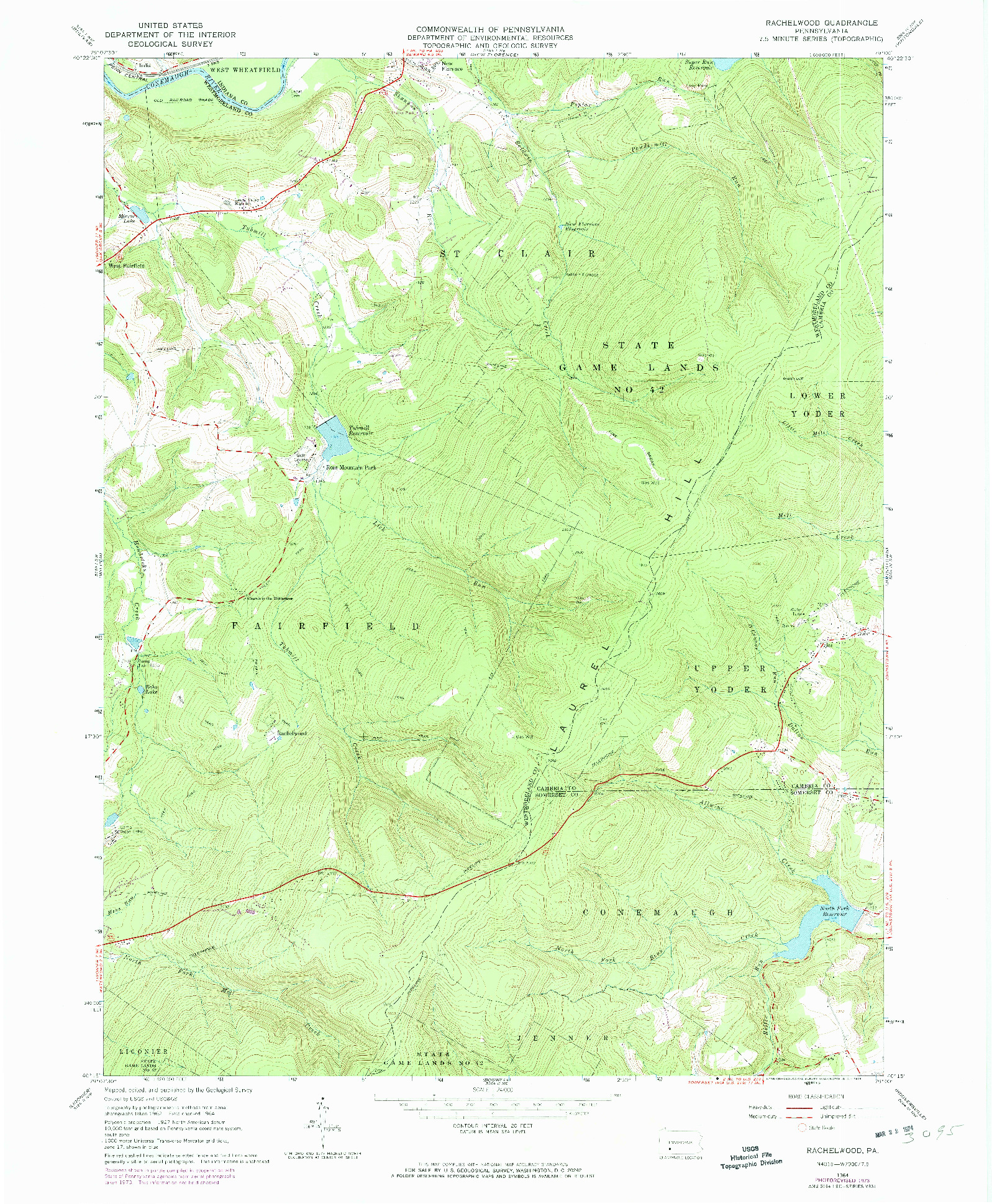 USGS 1:24000-SCALE QUADRANGLE FOR RACHELWOOD, PA 1964