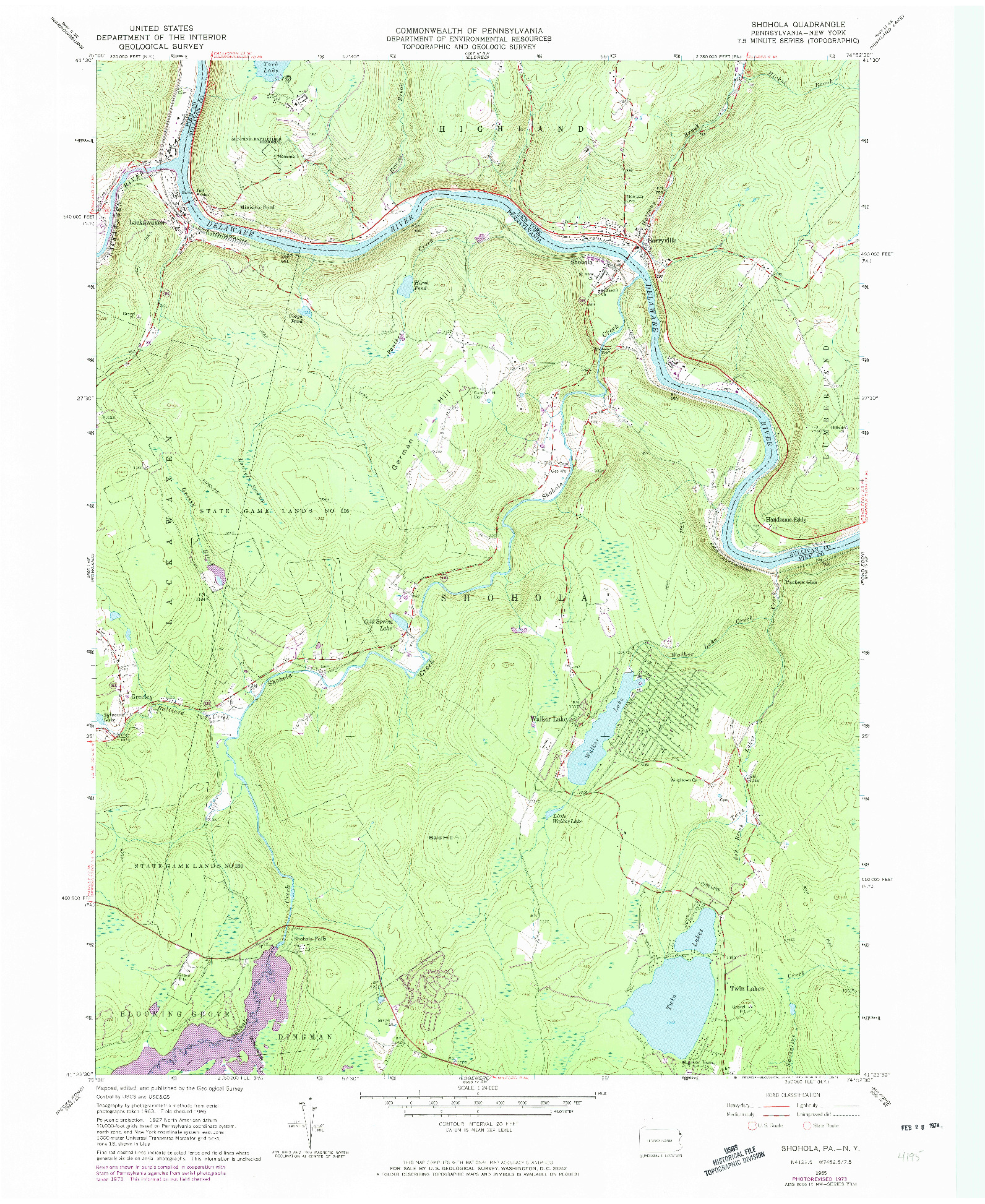 USGS 1:24000-SCALE QUADRANGLE FOR SHOHOLA, PA 1965