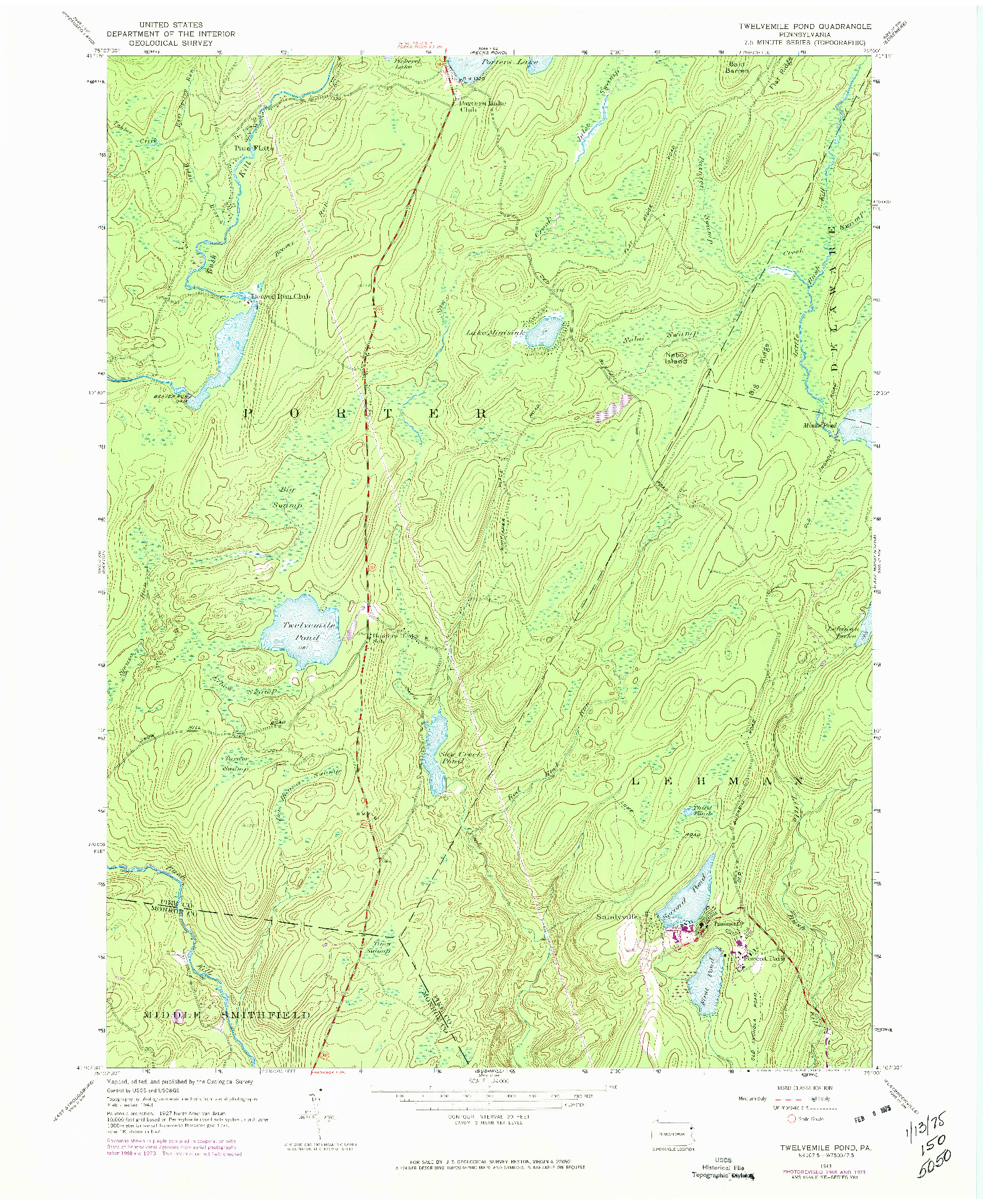 USGS 1:24000-SCALE QUADRANGLE FOR TWELVEMILE POND, PA 1943