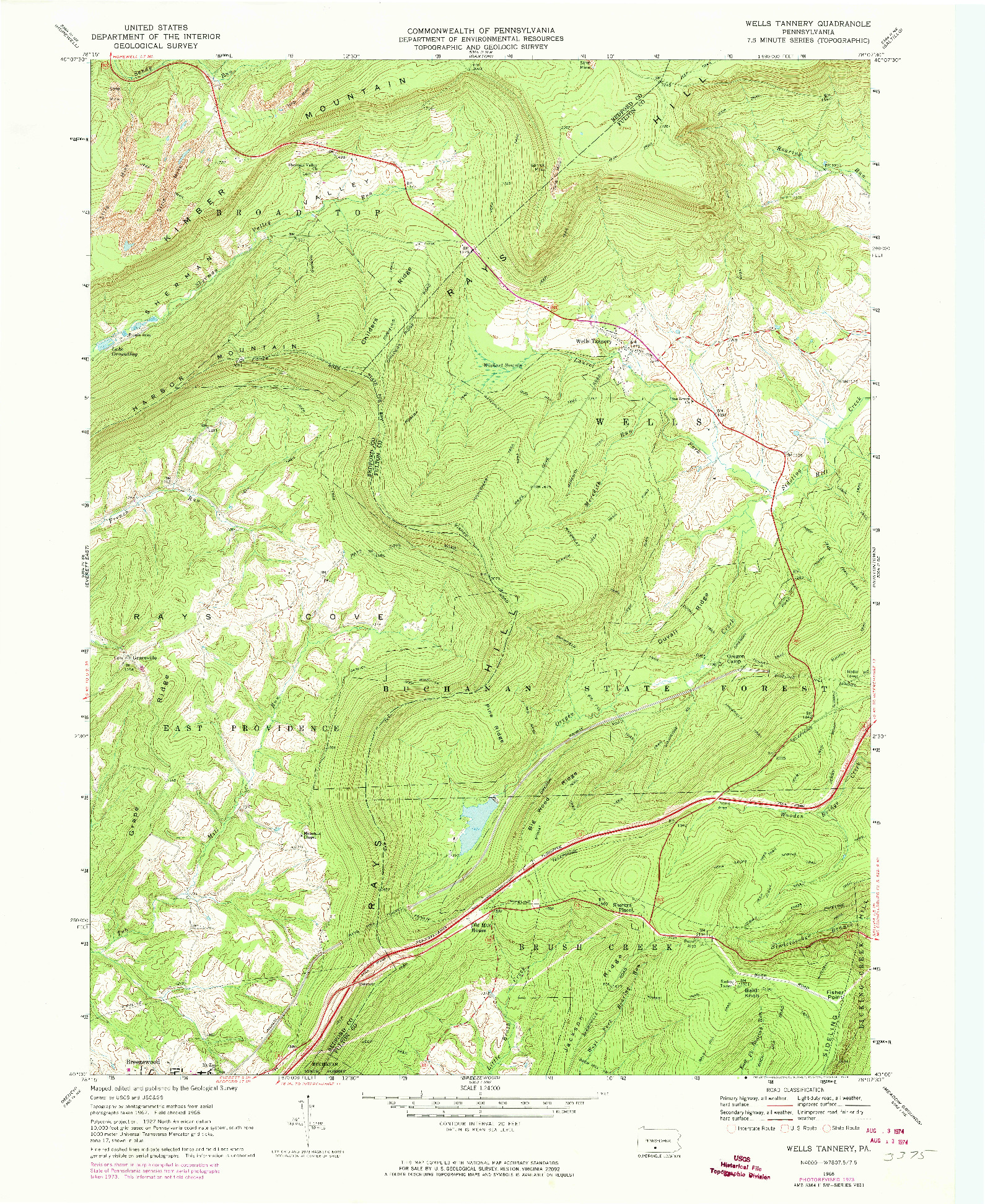 USGS 1:24000-SCALE QUADRANGLE FOR WELLS TANNERY, PA 1968