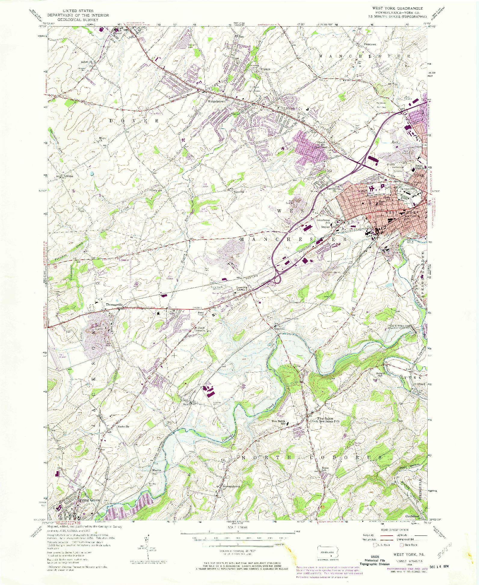 USGS 1:24000-SCALE QUADRANGLE FOR WEST YORK, PA 1954