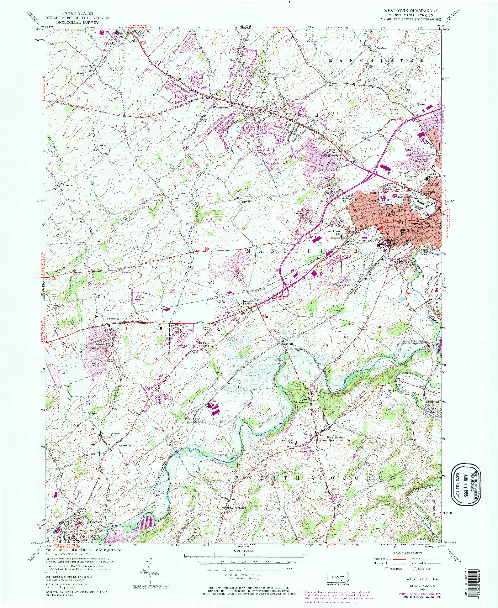 USGS 1:24000-SCALE QUADRANGLE FOR WEST YORK, PA 1954