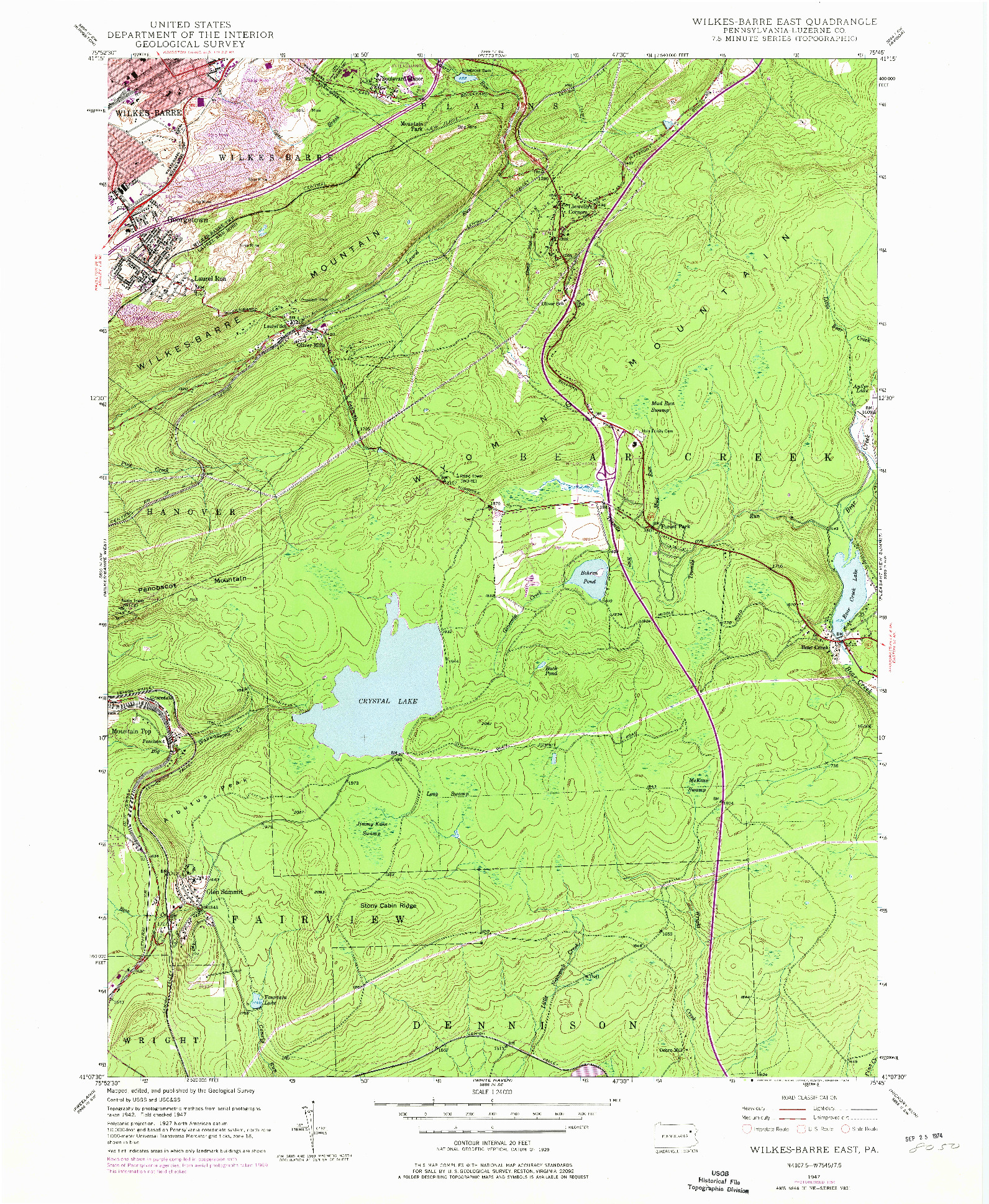 USGS 1:24000-SCALE QUADRANGLE FOR WILKES-BARRE EAST, PA 1947