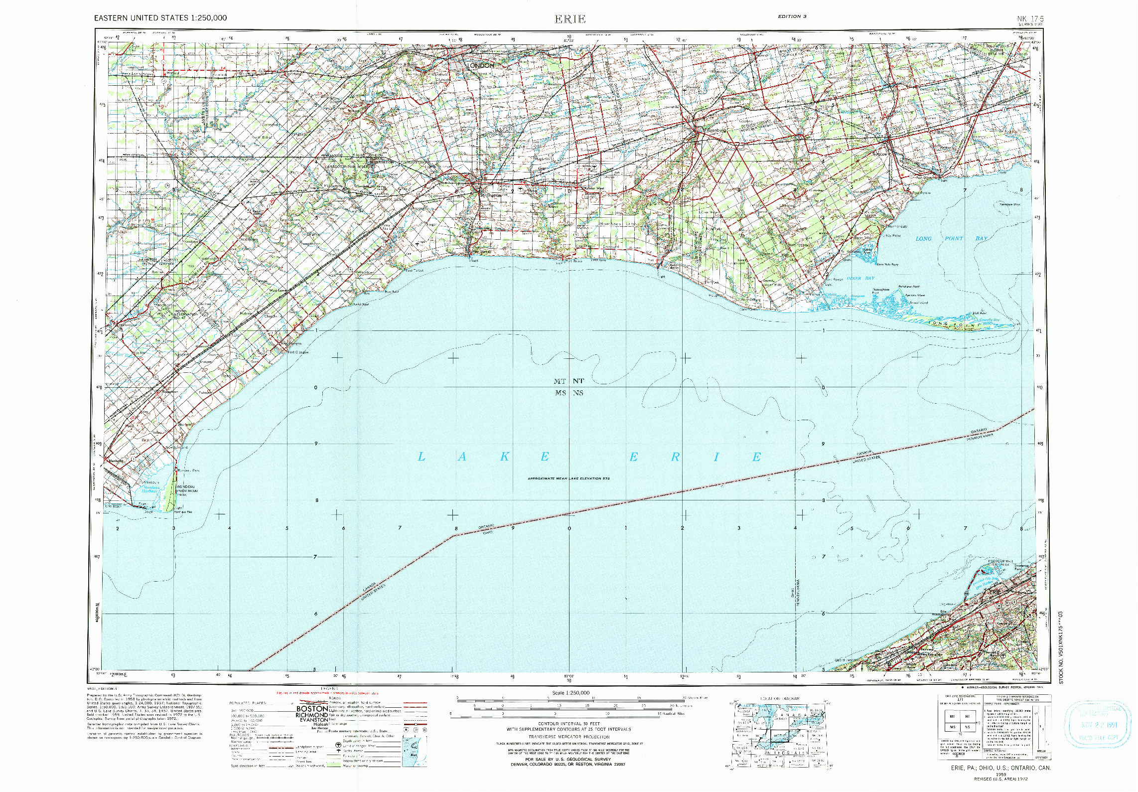 USGS 1:250000-SCALE QUADRANGLE FOR ERIE, PA 1959