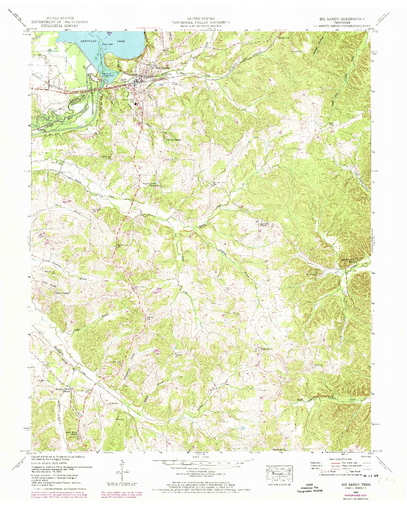 USGS 1:24000-SCALE QUADRANGLE FOR BIG SANDY, TN 1950