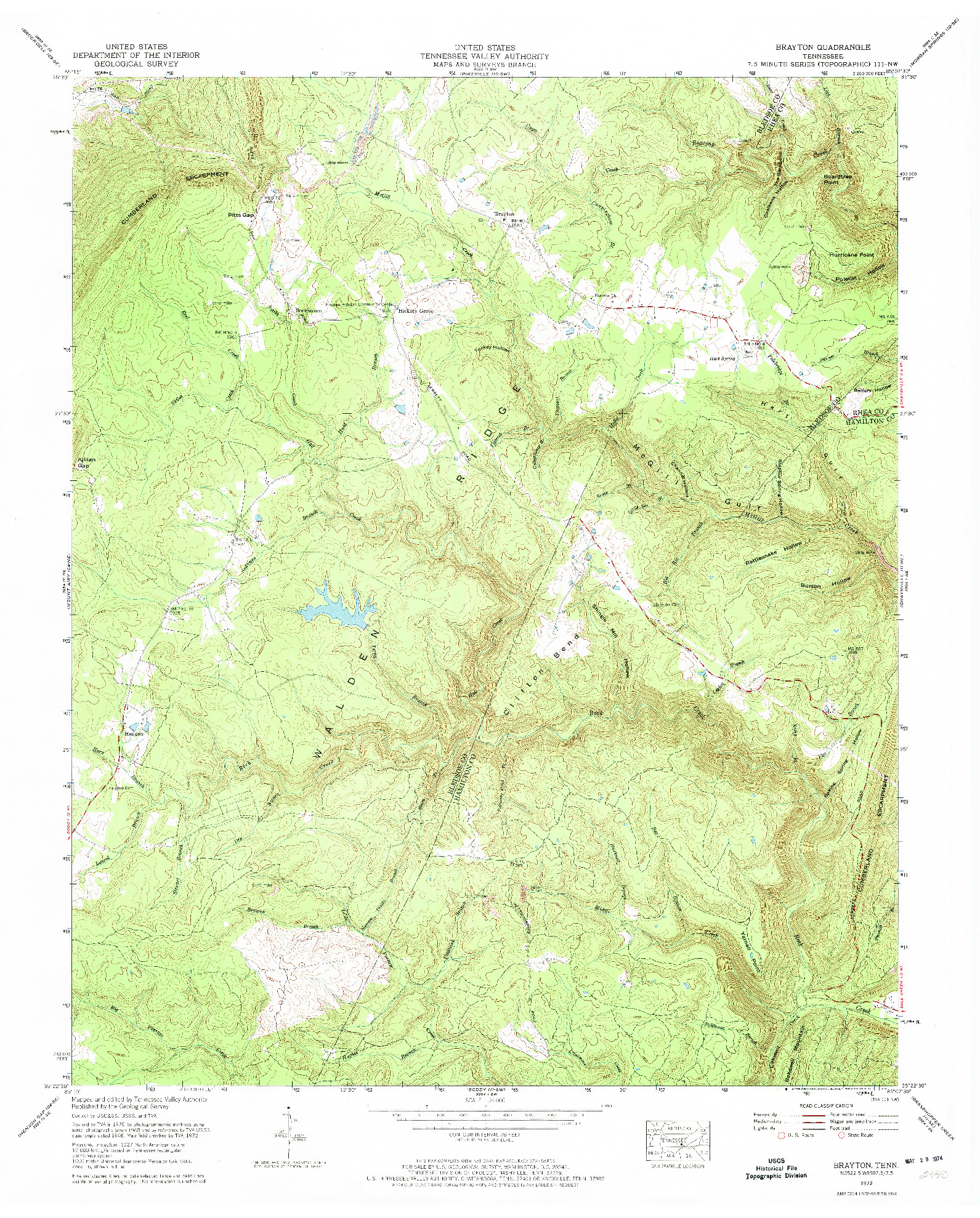 USGS 1:24000-SCALE QUADRANGLE FOR BRAYTON, TN 1972