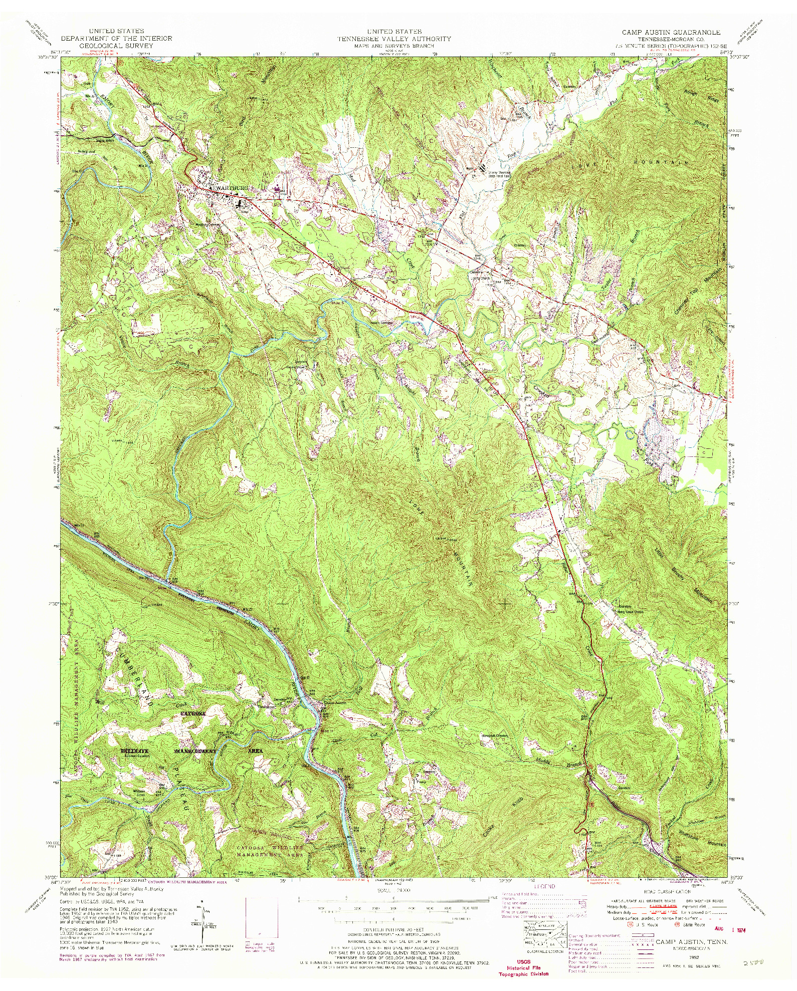 USGS 1:24000-SCALE QUADRANGLE FOR CAMP AUSTIN, TN 1952