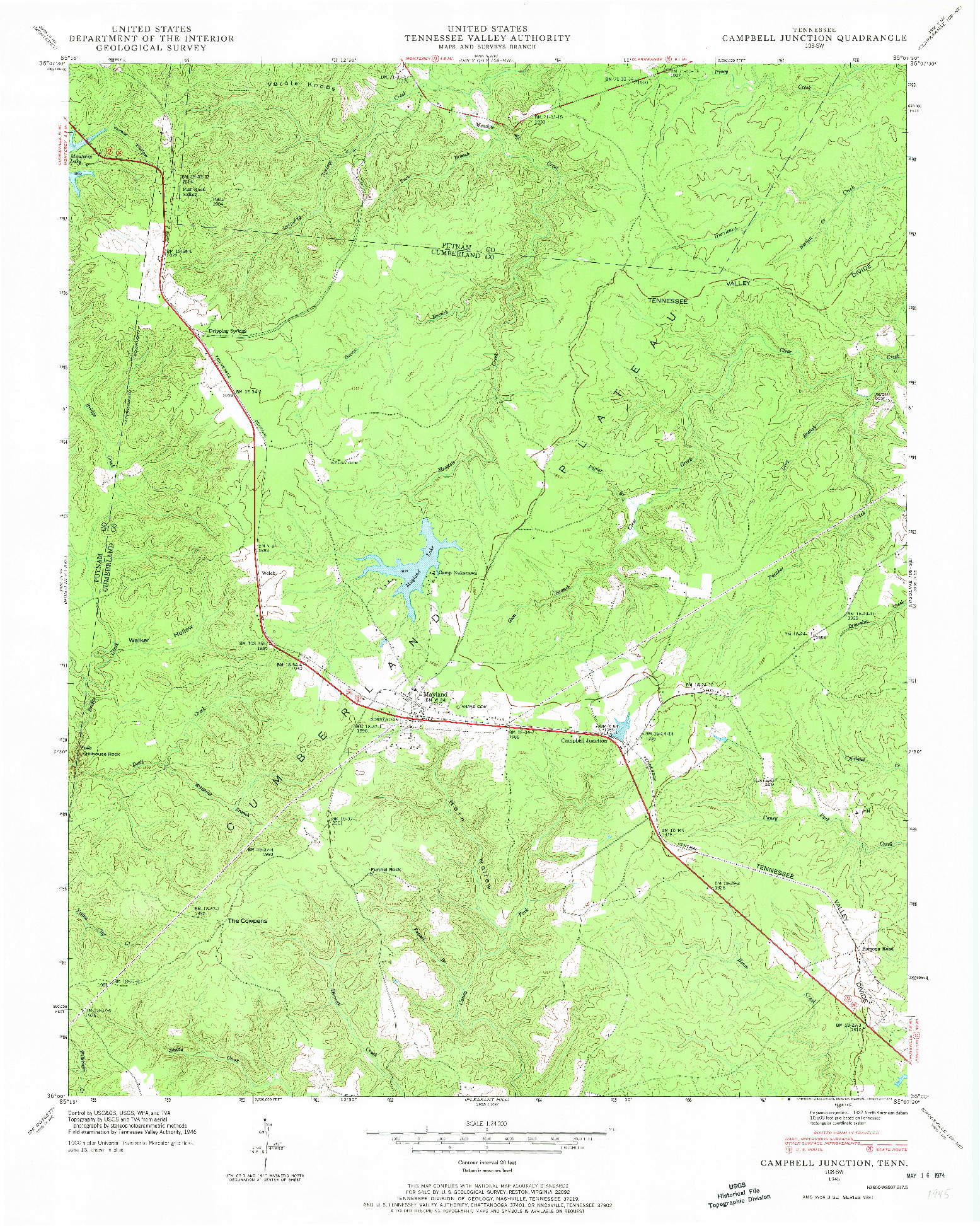 USGS 1:24000-SCALE QUADRANGLE FOR CAMPBELL JUNCTION, TN 1946