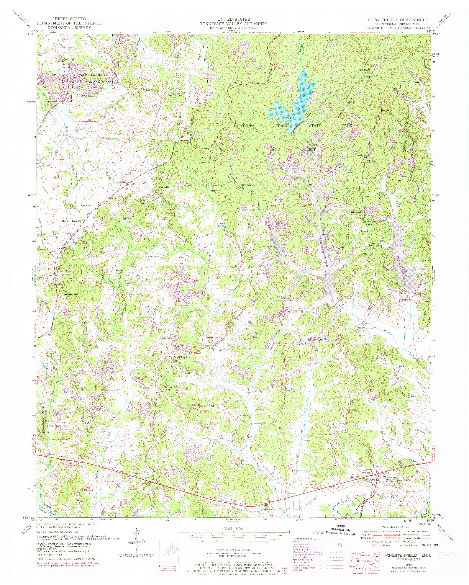 USGS 1:24000-SCALE QUADRANGLE FOR CHESTERFIELD, TN 1950