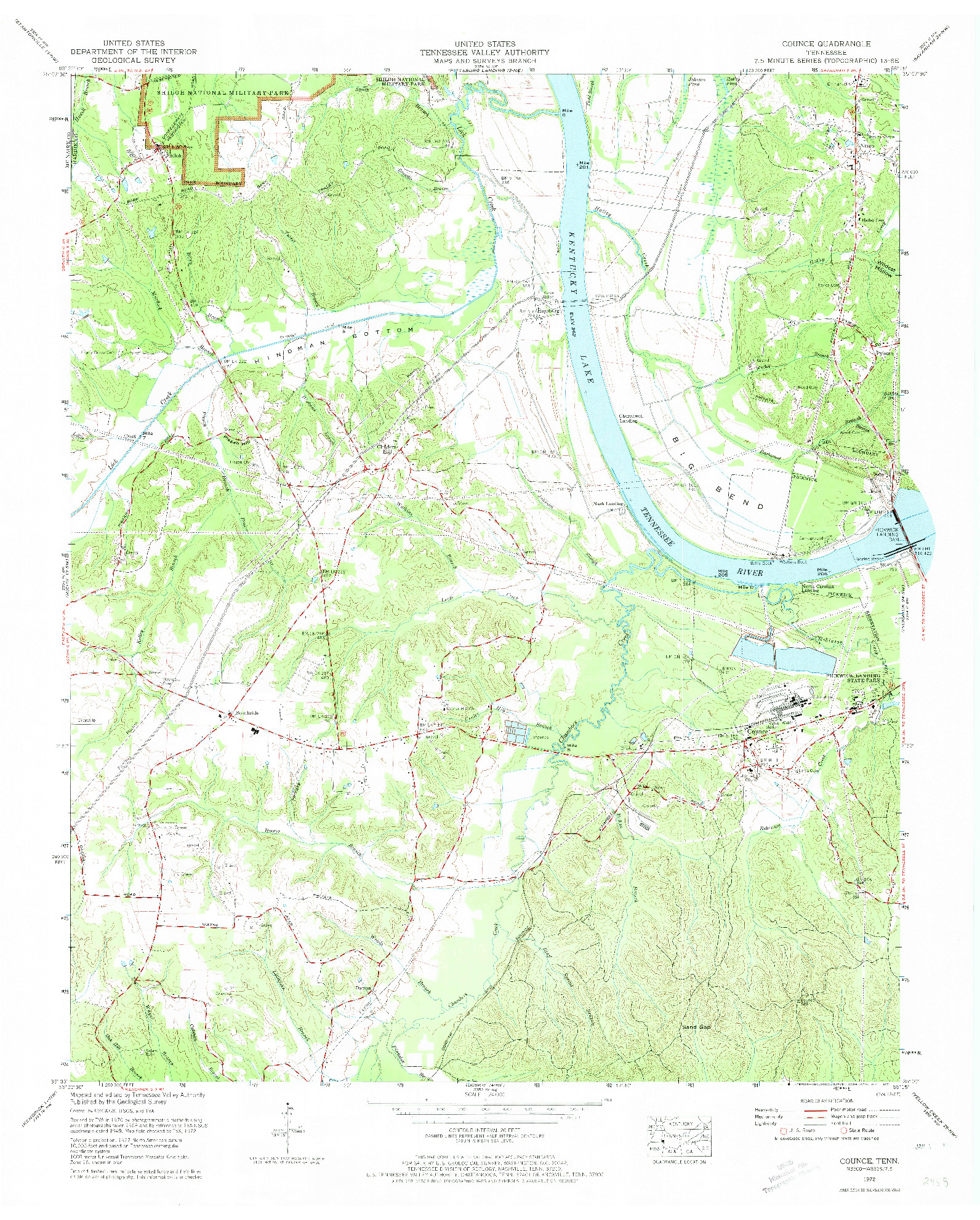 USGS 1:24000-SCALE QUADRANGLE FOR COUNCE, TN 1972